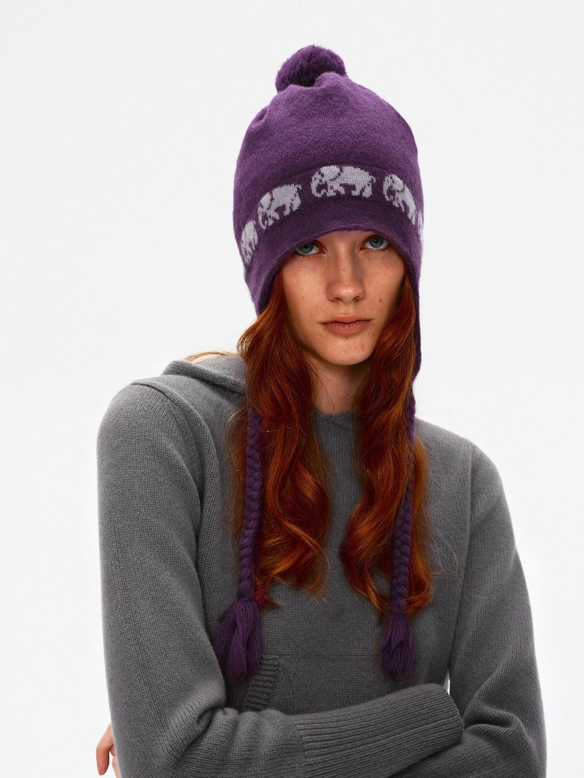 Northbutsouth Pom Pom Fair Isle Elephant Earflap Women&