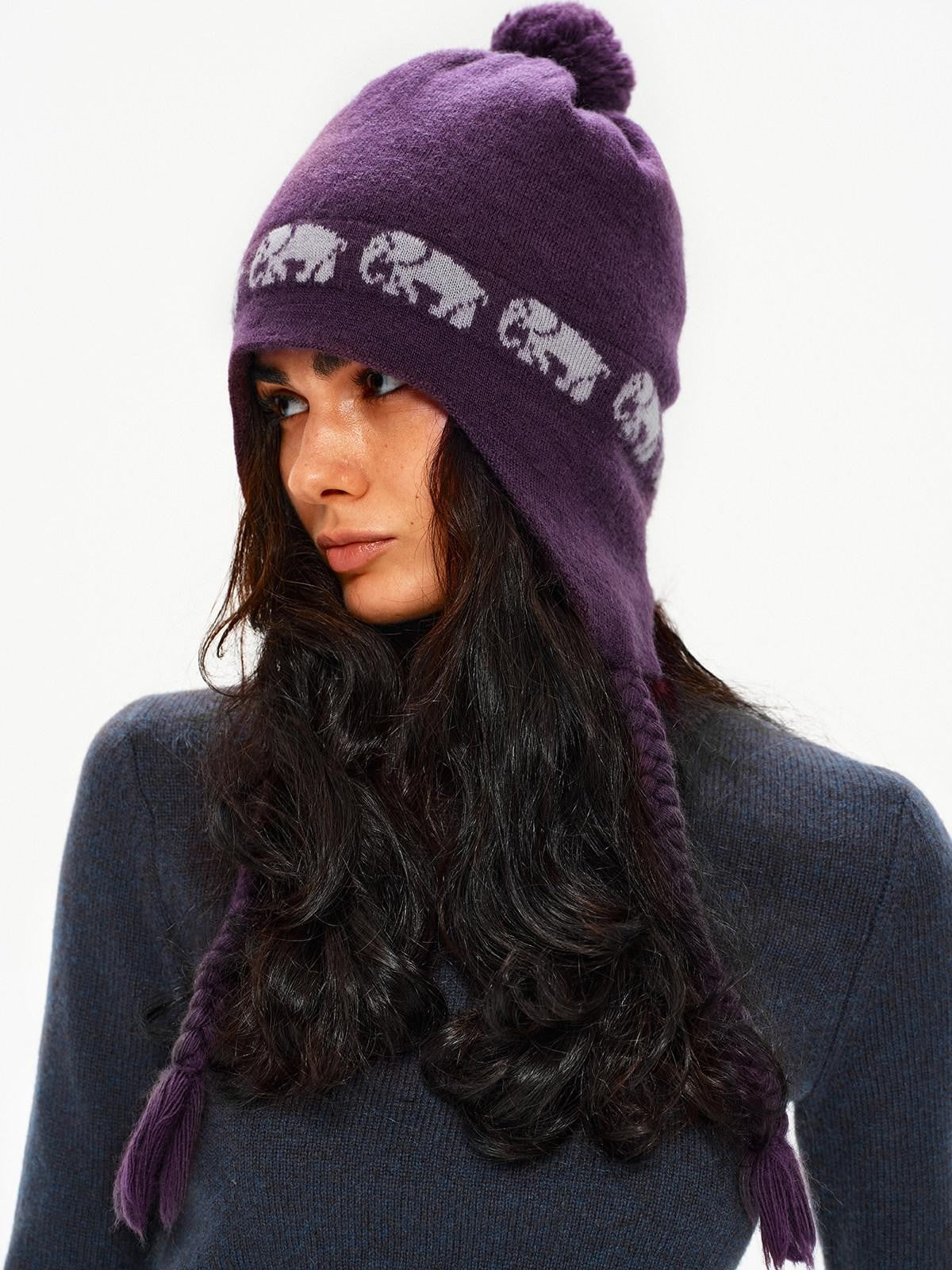 Northbutsouth Pom Pom Fair Isle Elephant Earflap Women&