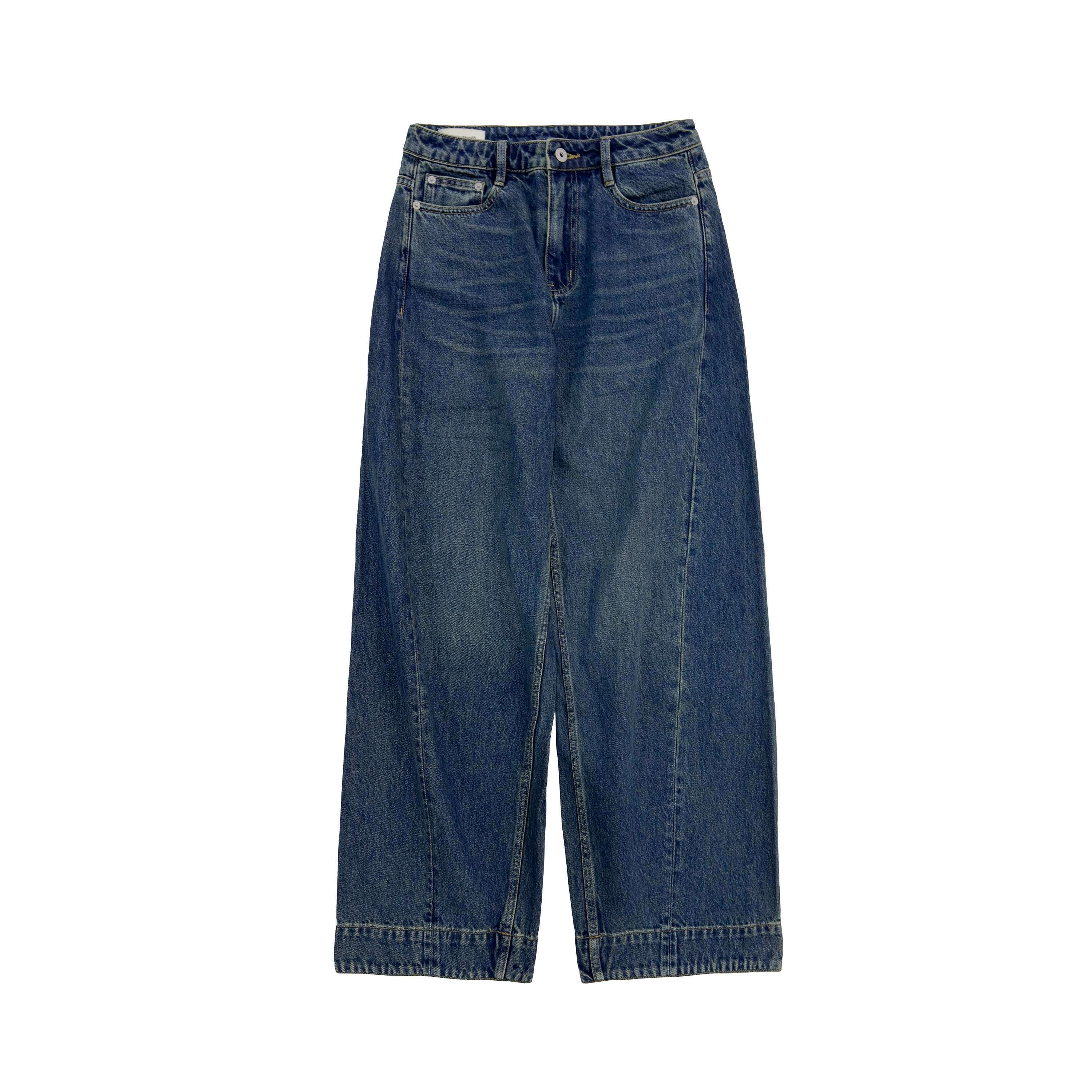 Northbutsouth_Prussian_Blue_Vintage_Textured_Split_Mid_Low_Waist_Women&