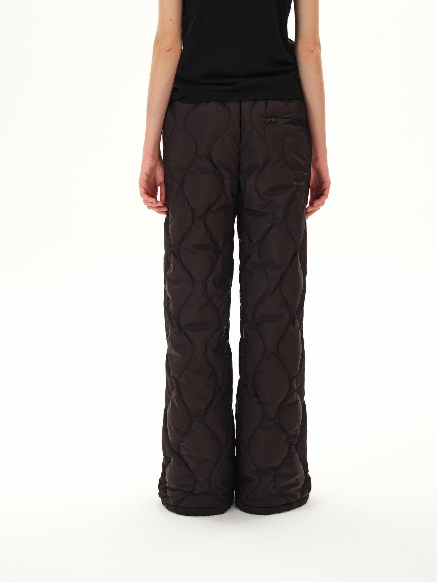 Northbutsouth Quilted Elastic Waist Wide Leg Winter Pants