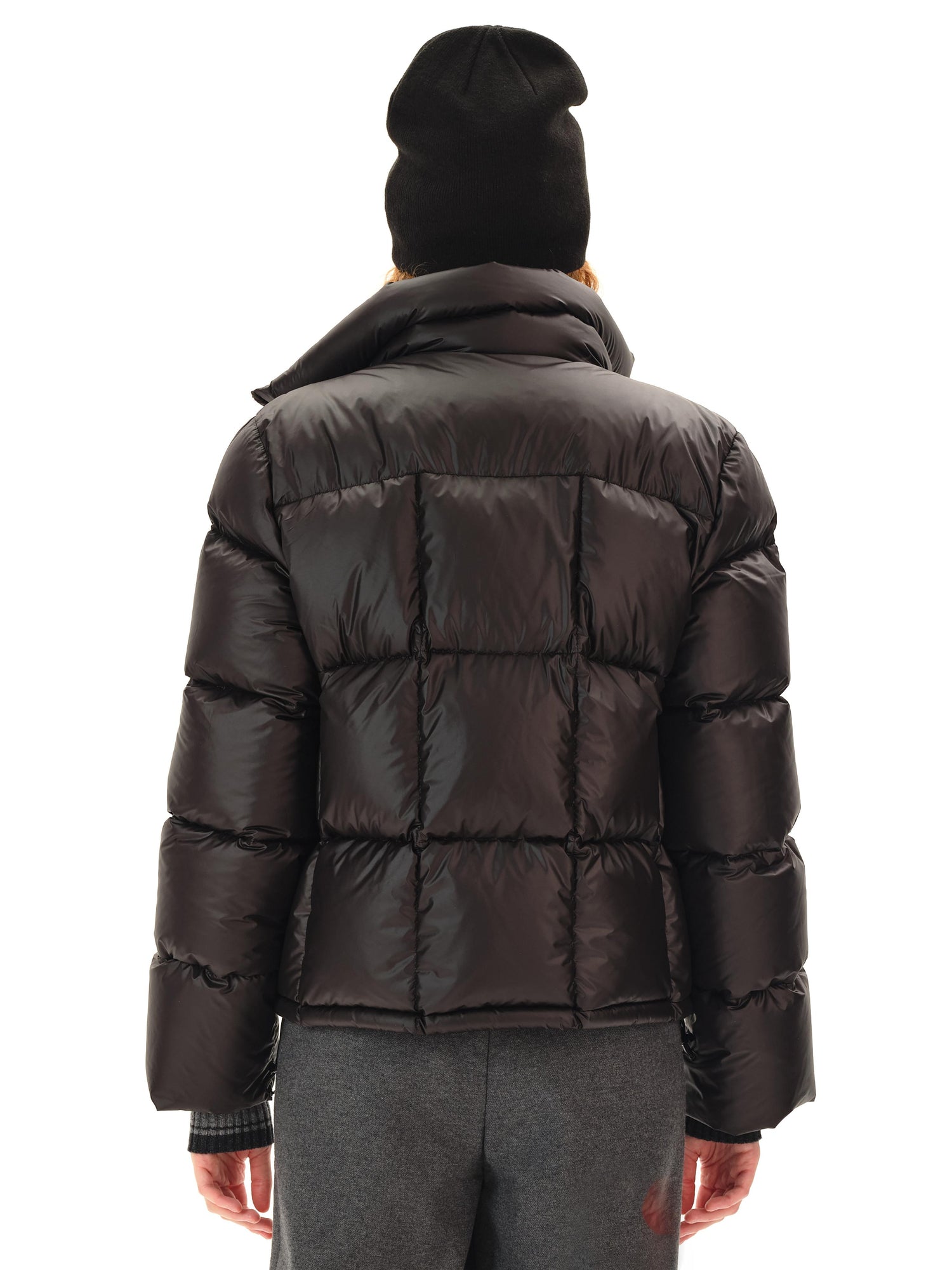 Northbutsouth Quilted Stand Collar Black Goose Down Jacket
