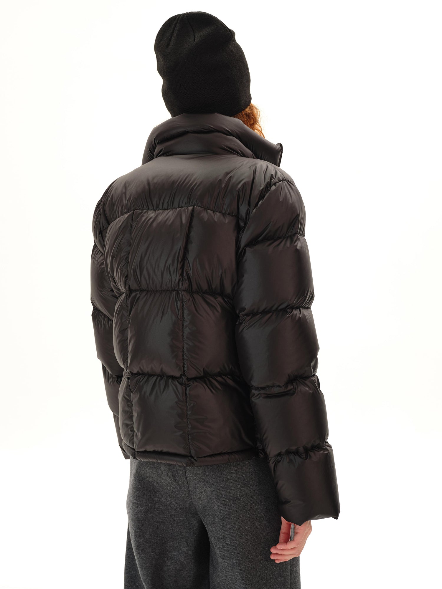Northbutsouth Quilted Stand Collar Black Goose Down Jacket