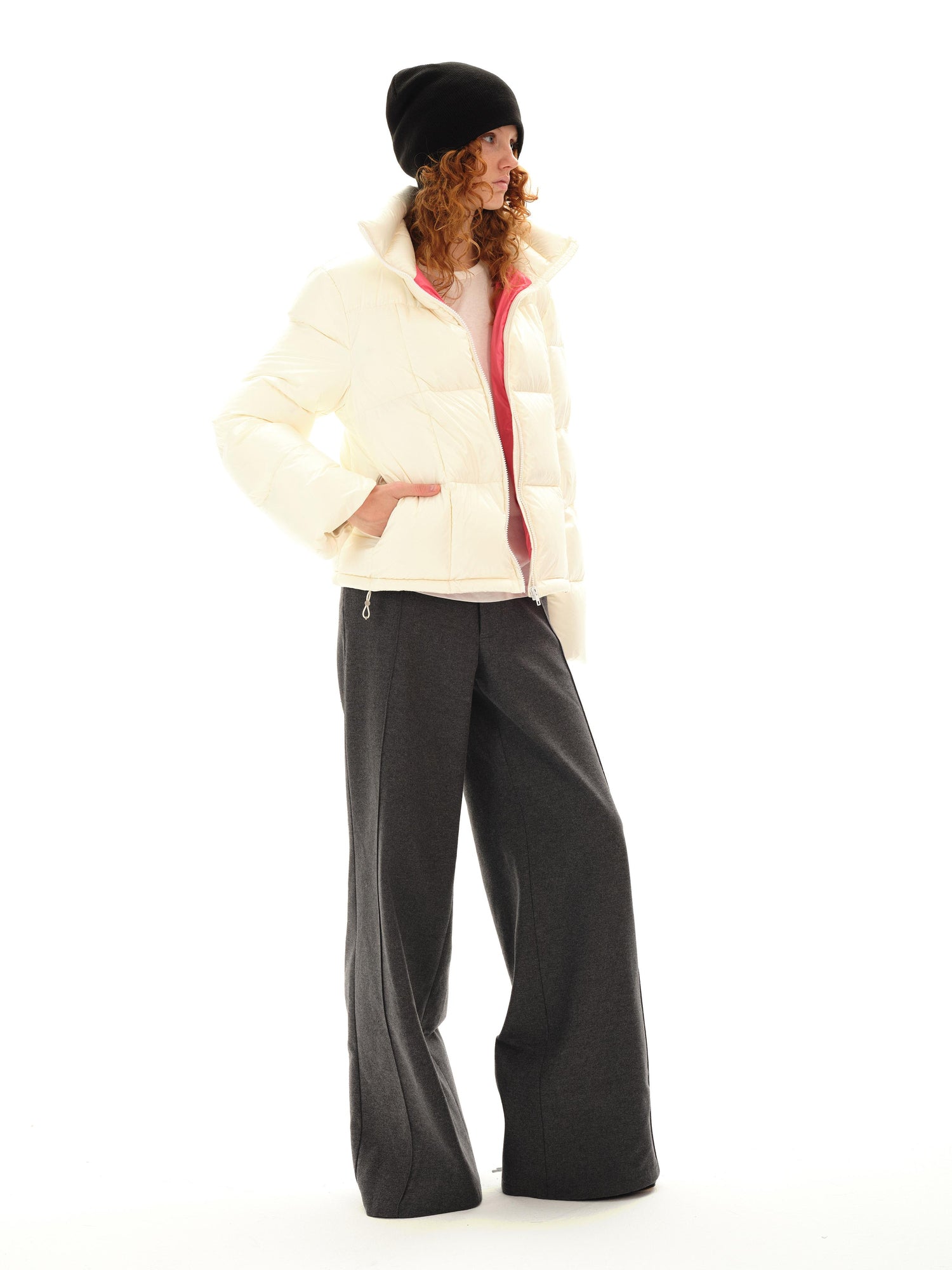 Northbutsouth Quilted Stand Collar Black Goose Down Jacket