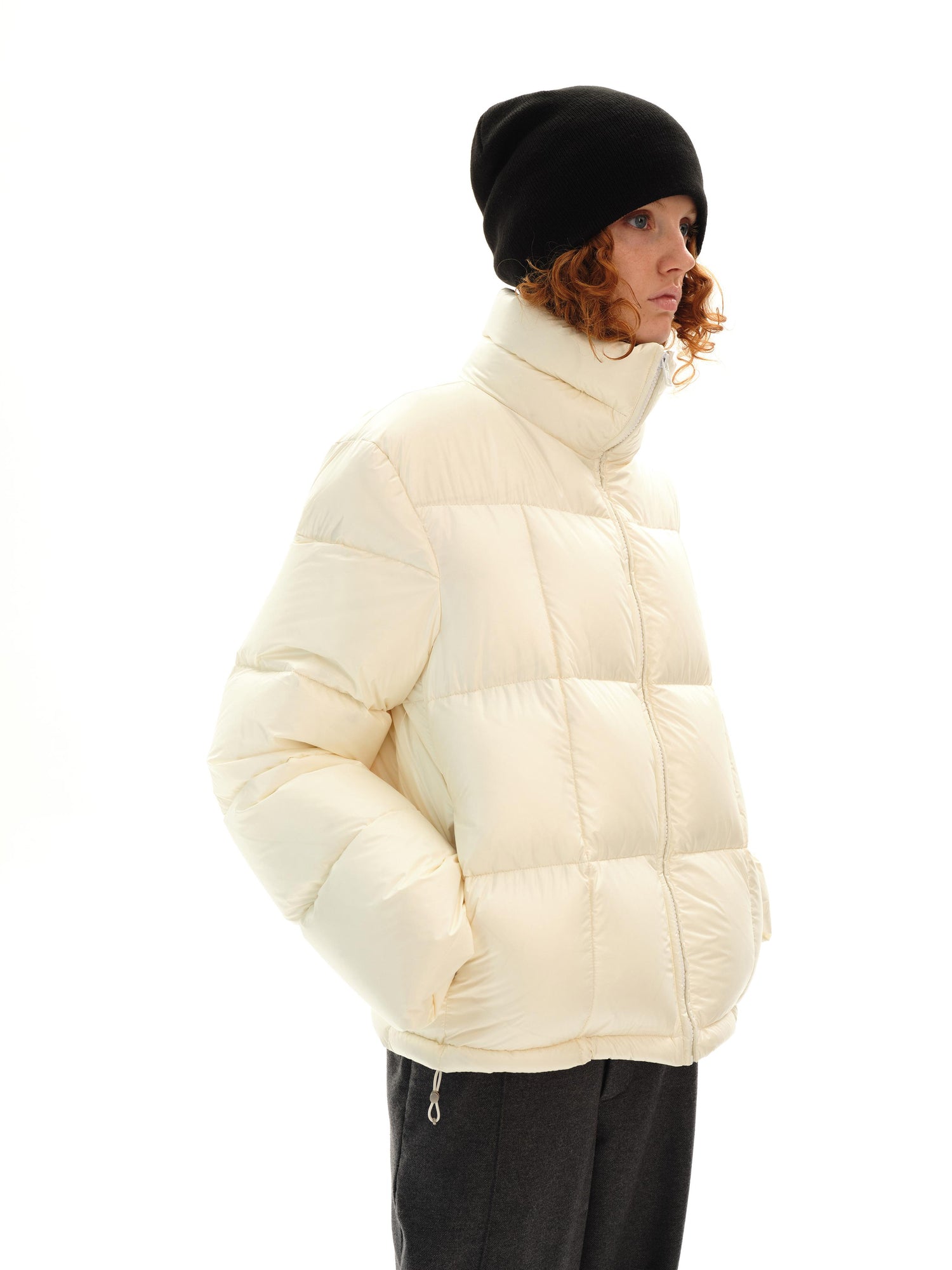 Northbutsouth Quilted Stand Collar Black Goose Down Jacket