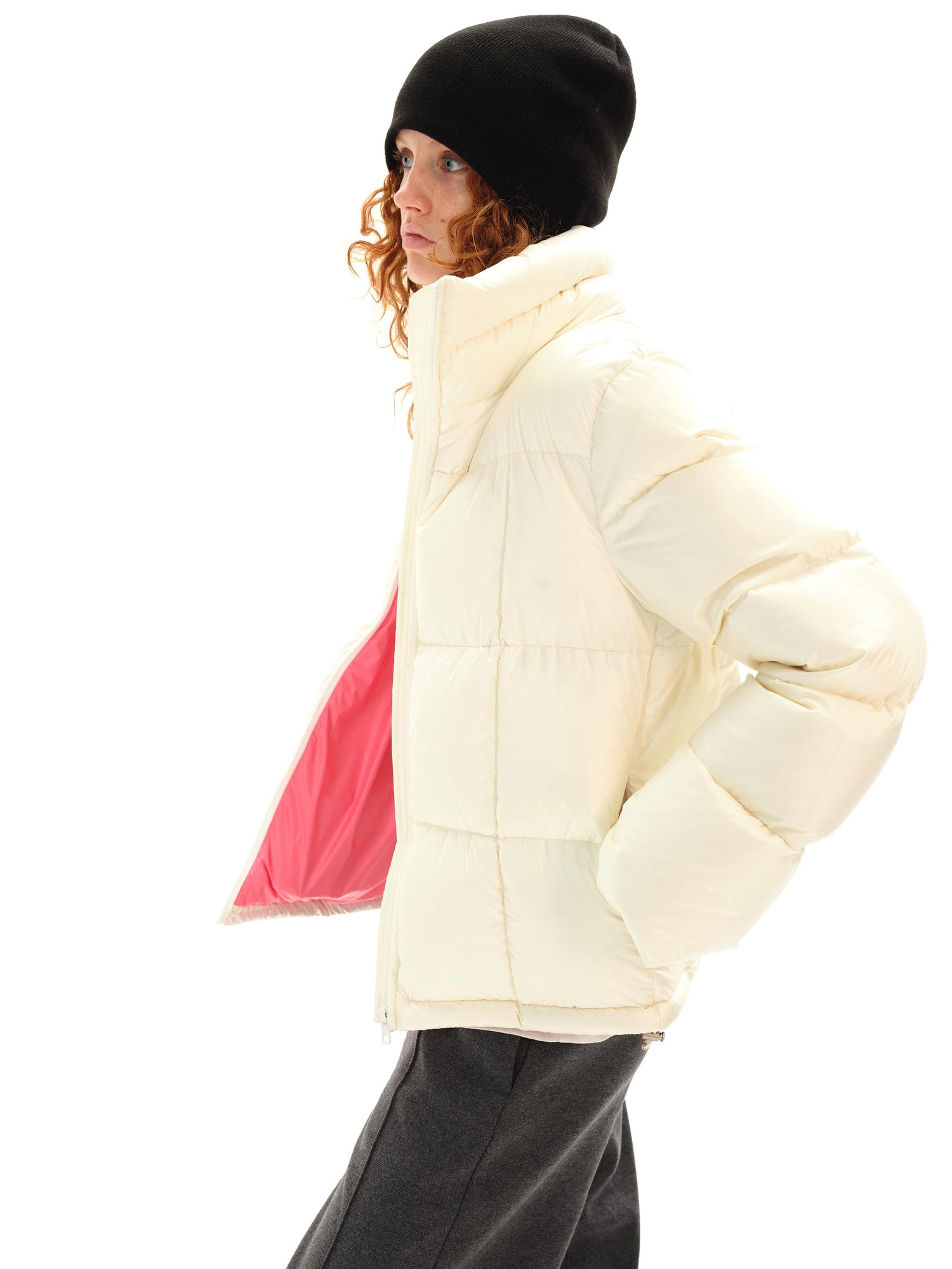 Northbutsouth Quilted Stand Collar Black Goose Down Jacket
