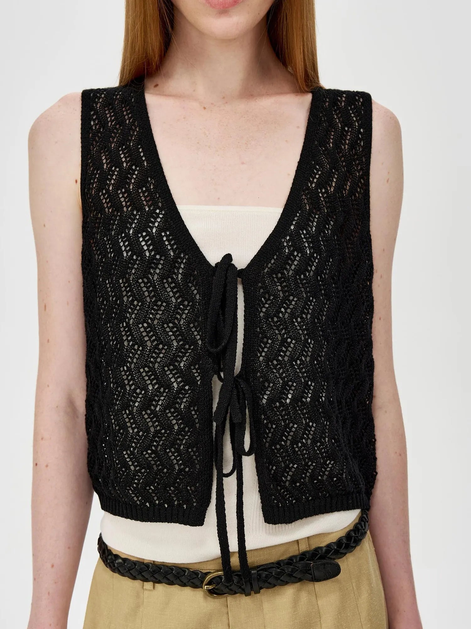 Ramie Lace Knit Layering Vacation Vest