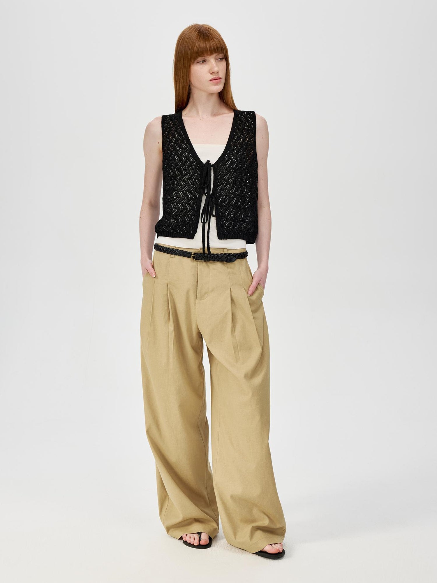 Northbutsouth Ramie Lace Knit Layering Vacation Vest