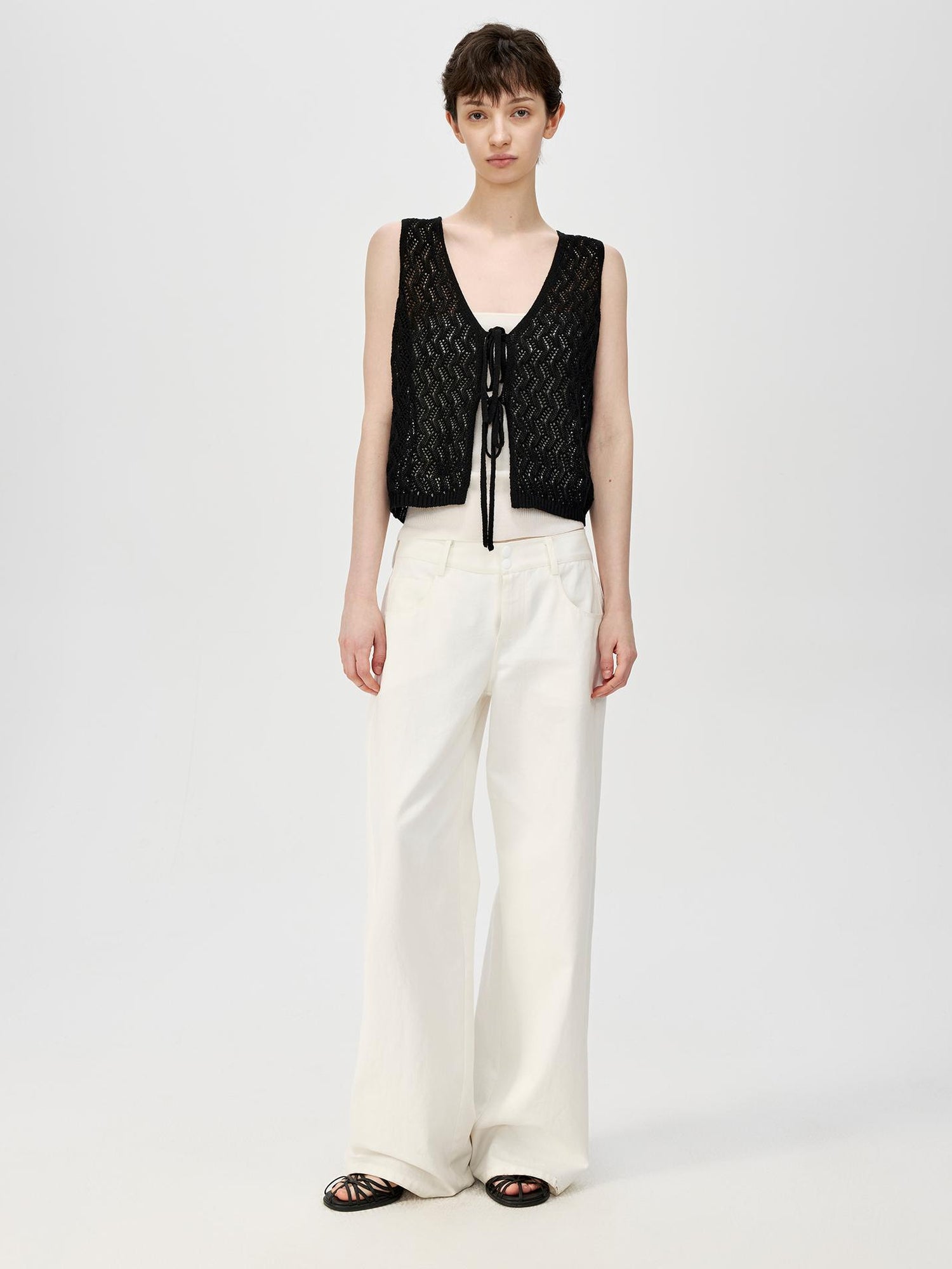 Northbutsouth Ramie Lace Knit Layering Vacation Vest