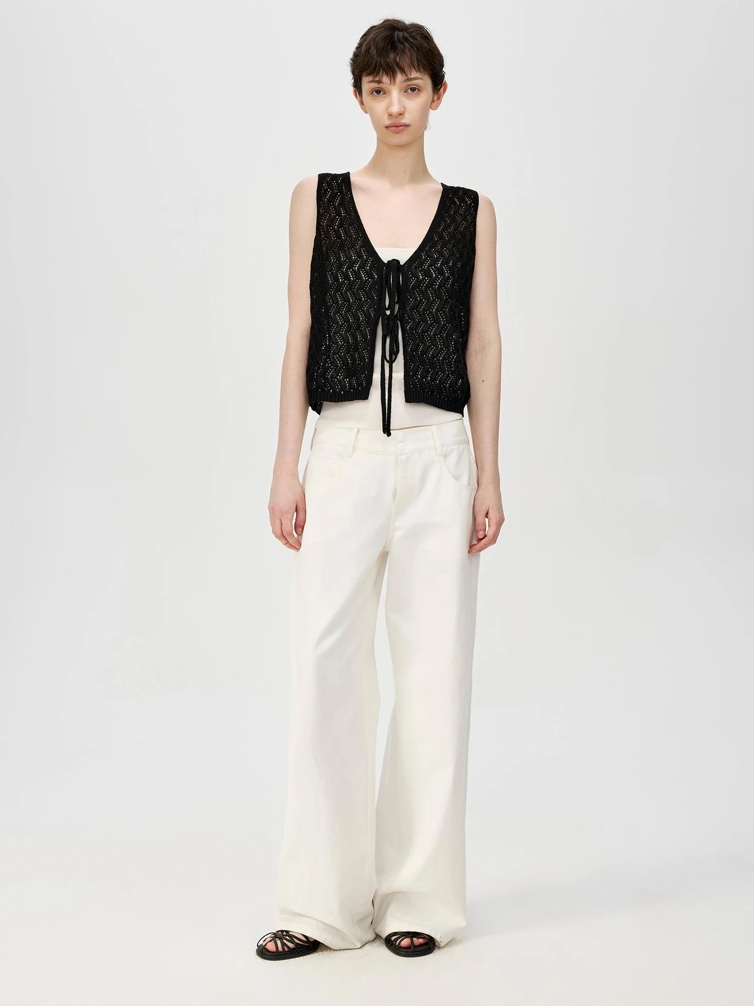 Ramie Lace Knit Layering Vacation Vest