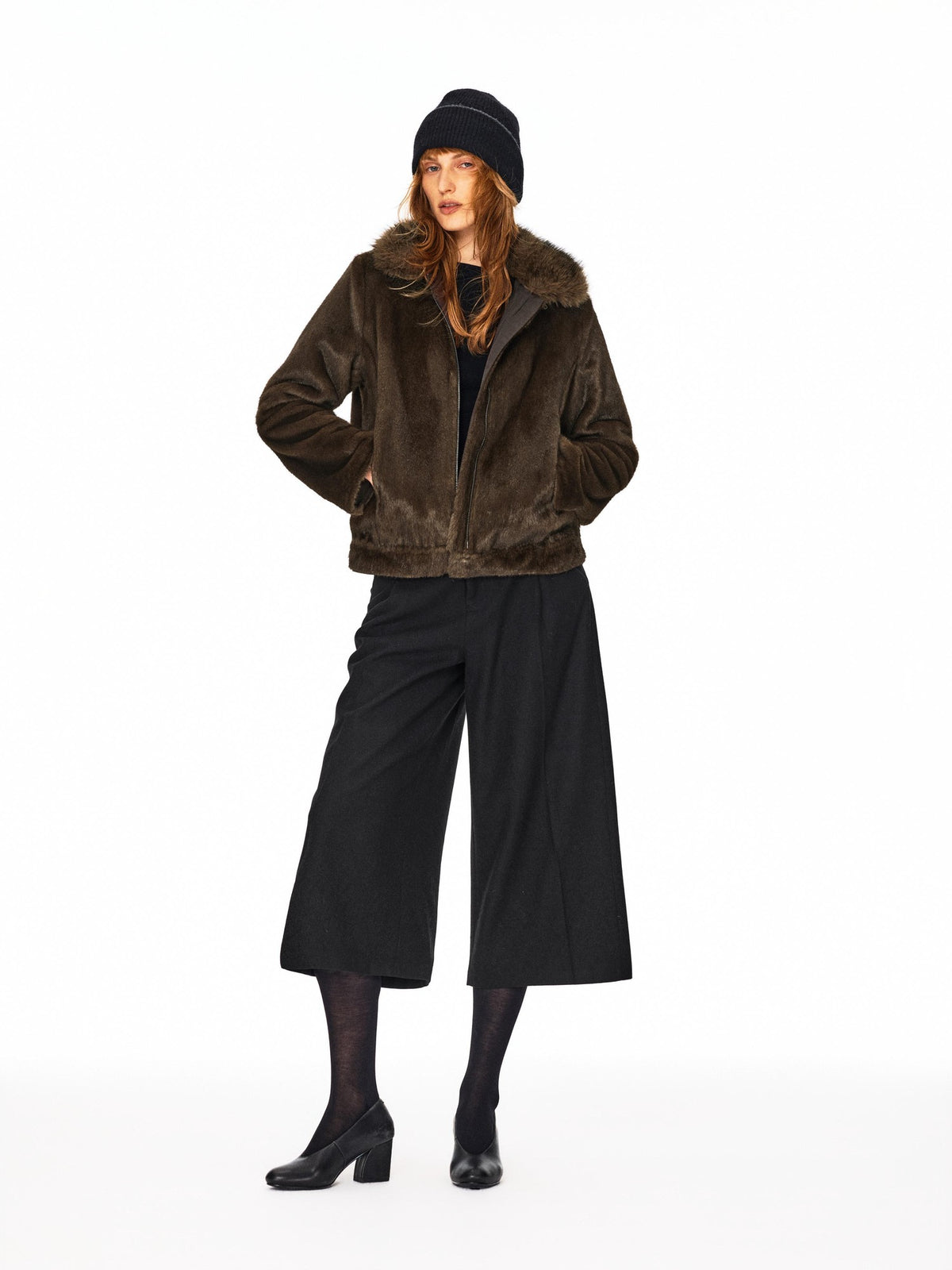 Northbutsouth Reversible Faux Fur Long Hair Lapel Women&