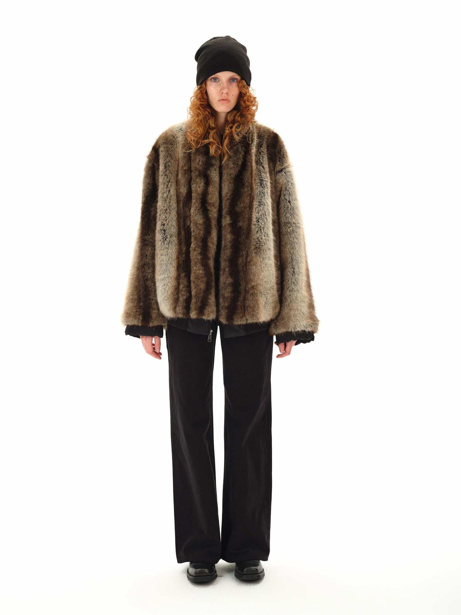 Northbutsouth Reversible Shearling Fur Coat V-neck T-shirt Long Sleeve