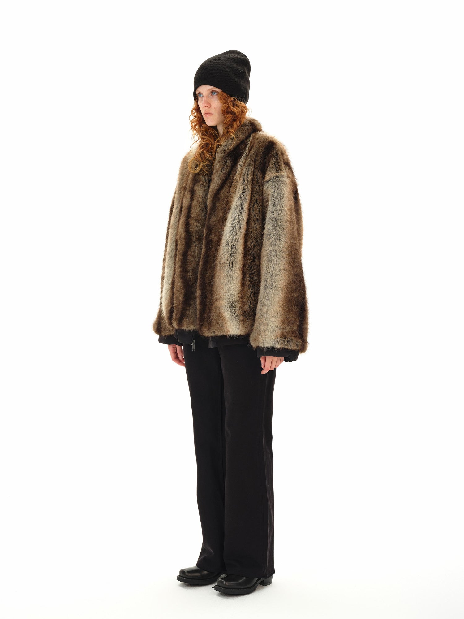 Northbutsouth Reversible Shearling Fur Coat V-neck T-shirt Long Sleeve