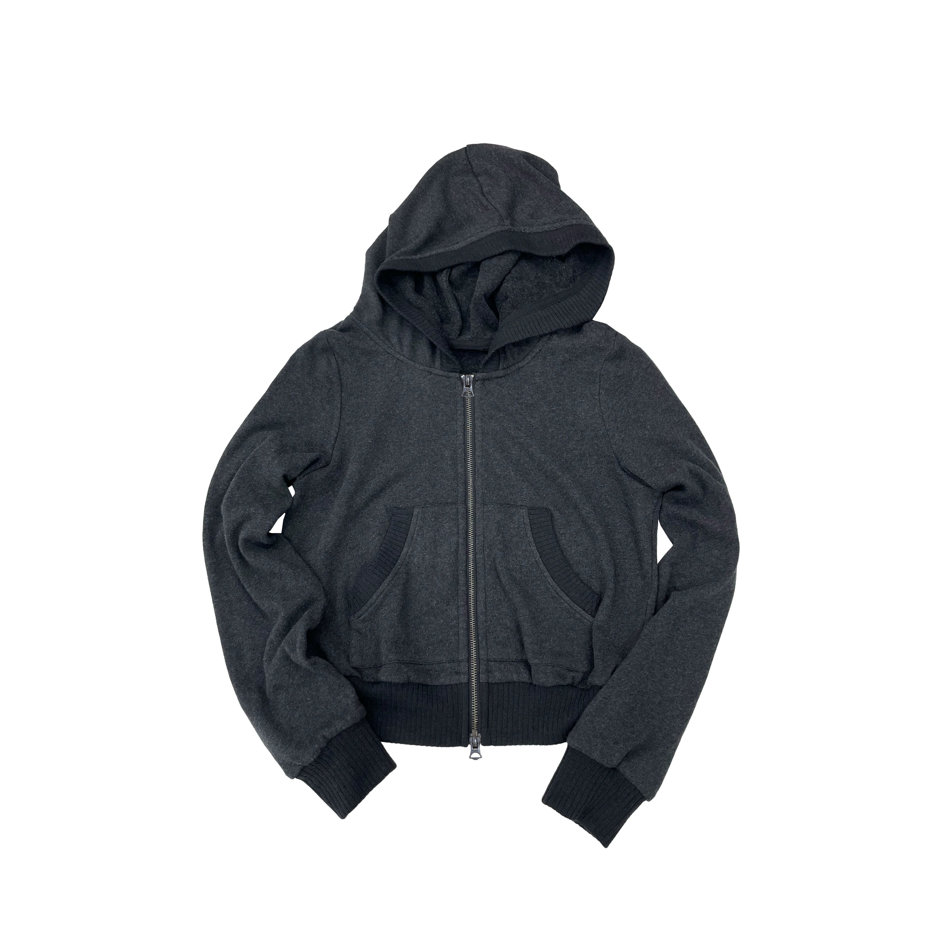 Northbutsouth Ribbed Knit Trim Dual Zip Hooded Crop Jacket MISSTT