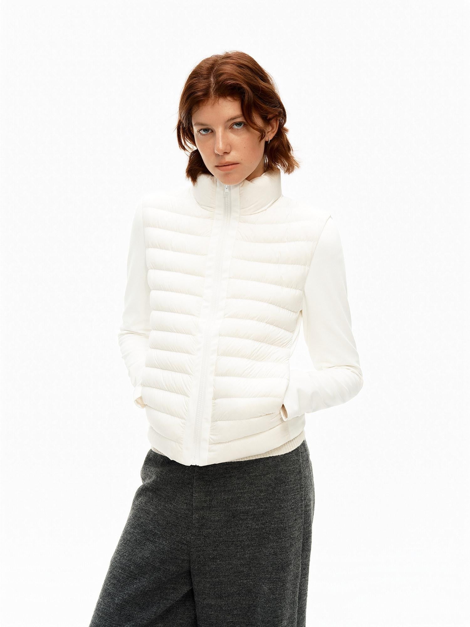 Northbutsouth Ribbed Layered Slim Fit Stand Collar Women&
