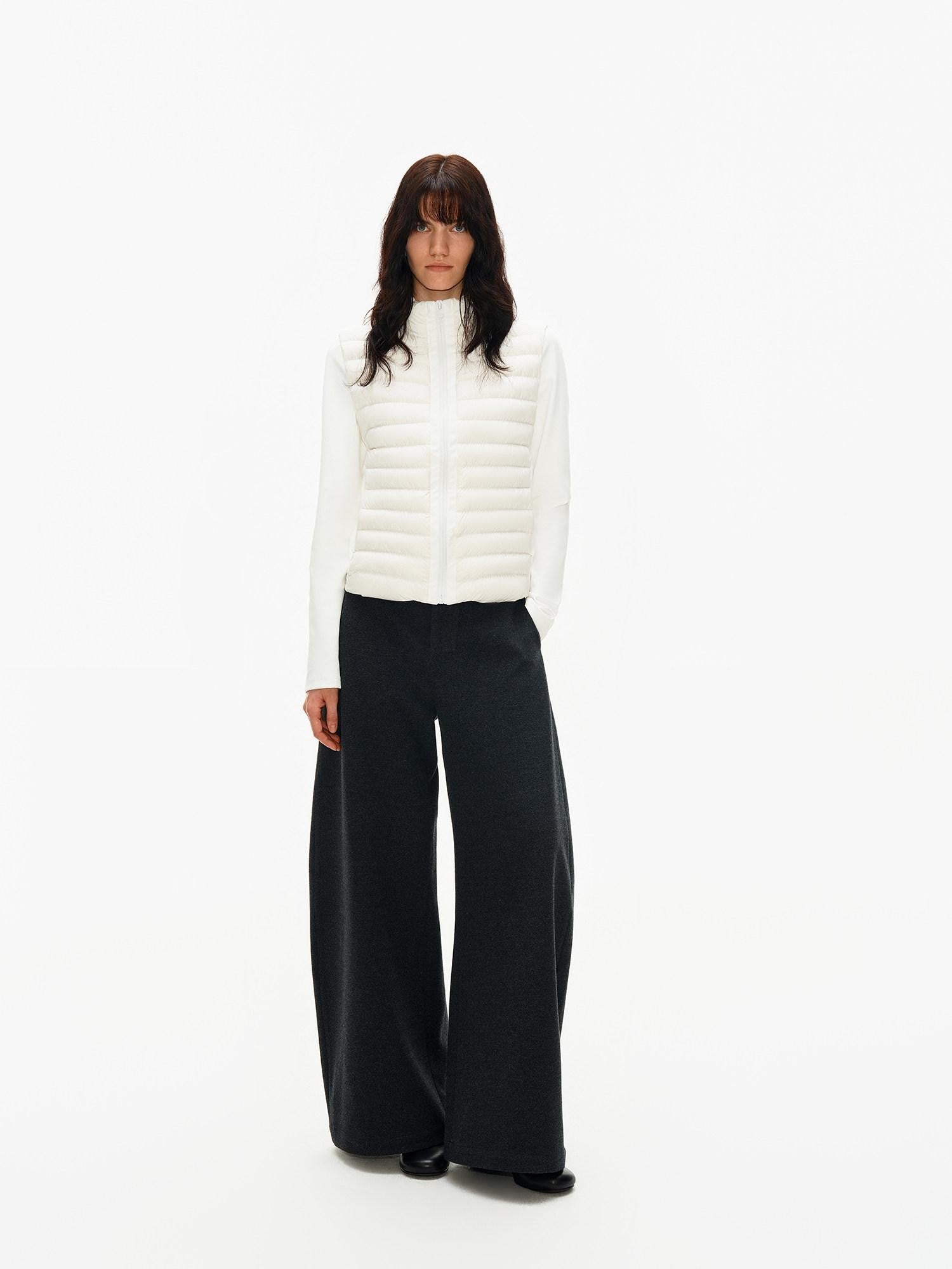 Northbutsouth Ribbed Layered Slim Fit Stand Collar Women&