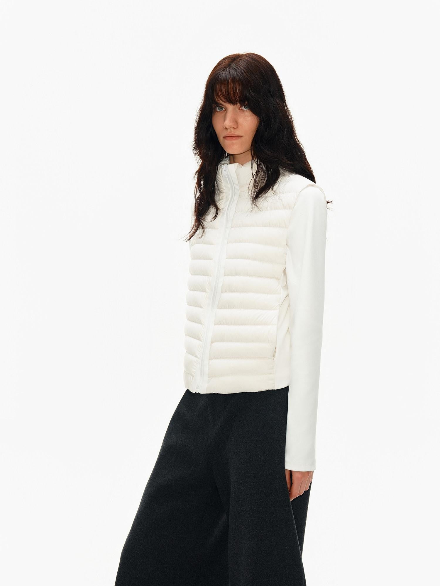 Northbutsouth Ribbed Layered Slim Fit Stand Collar Women&