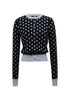 Round Neck Black Gray Polka Dot Waist Cropped Cardigan