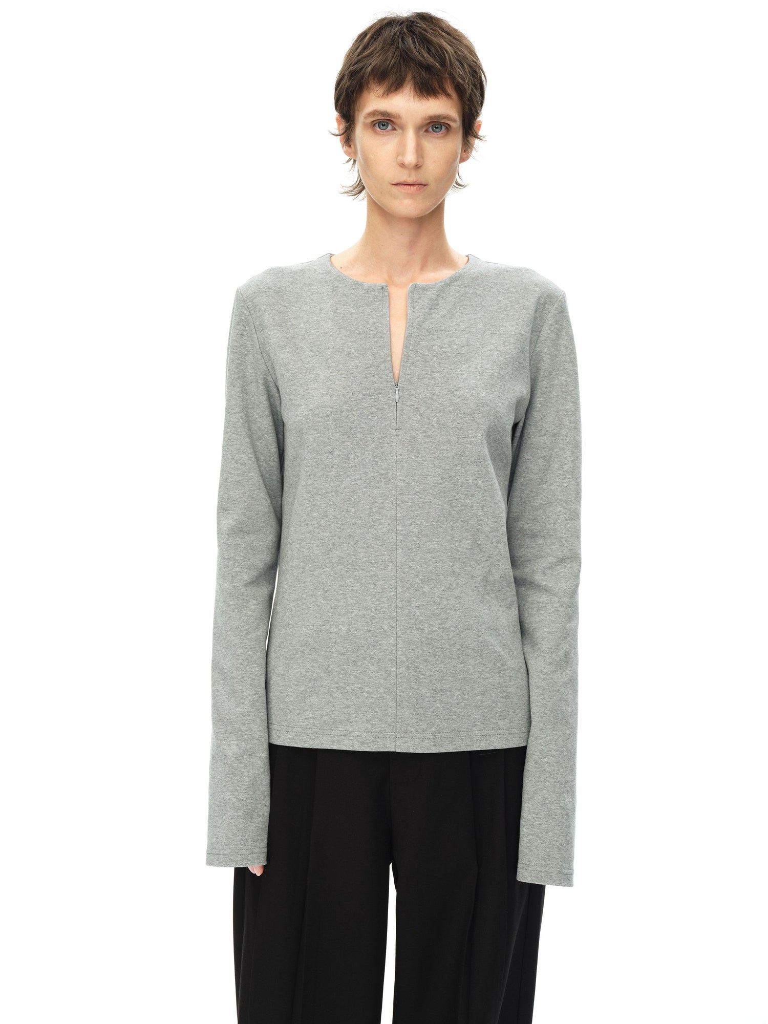 Northbutsouth Round Neck Semi Zip Layering Top