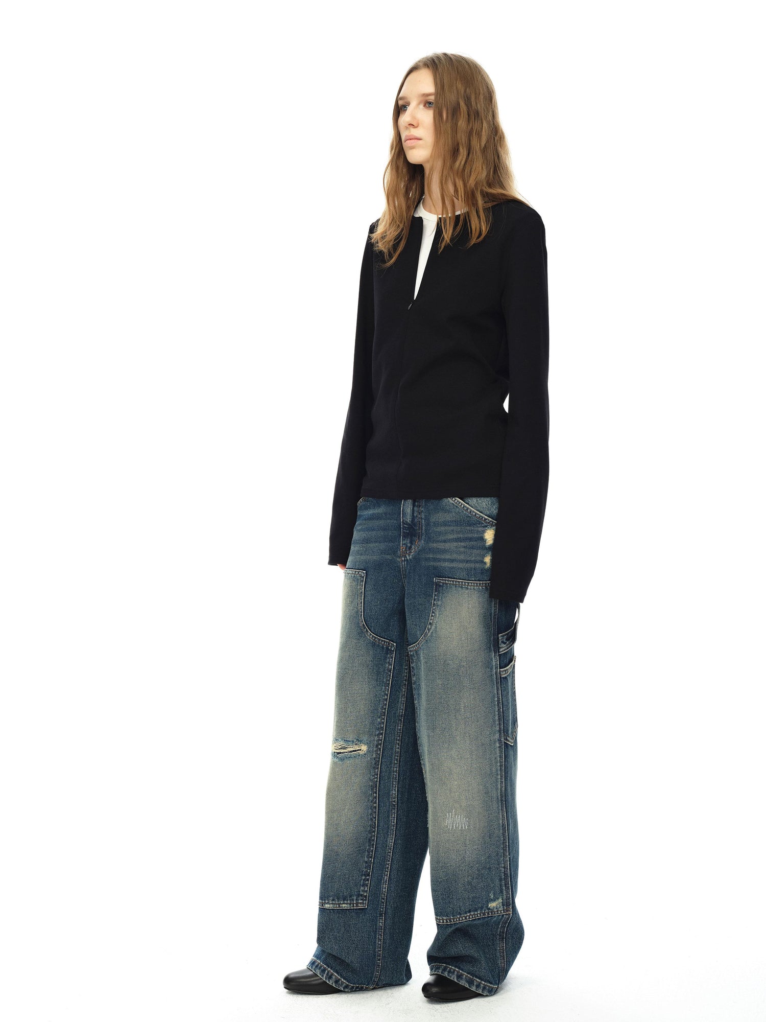 Northbutsouth Round Neck Semi Zip Layering Top