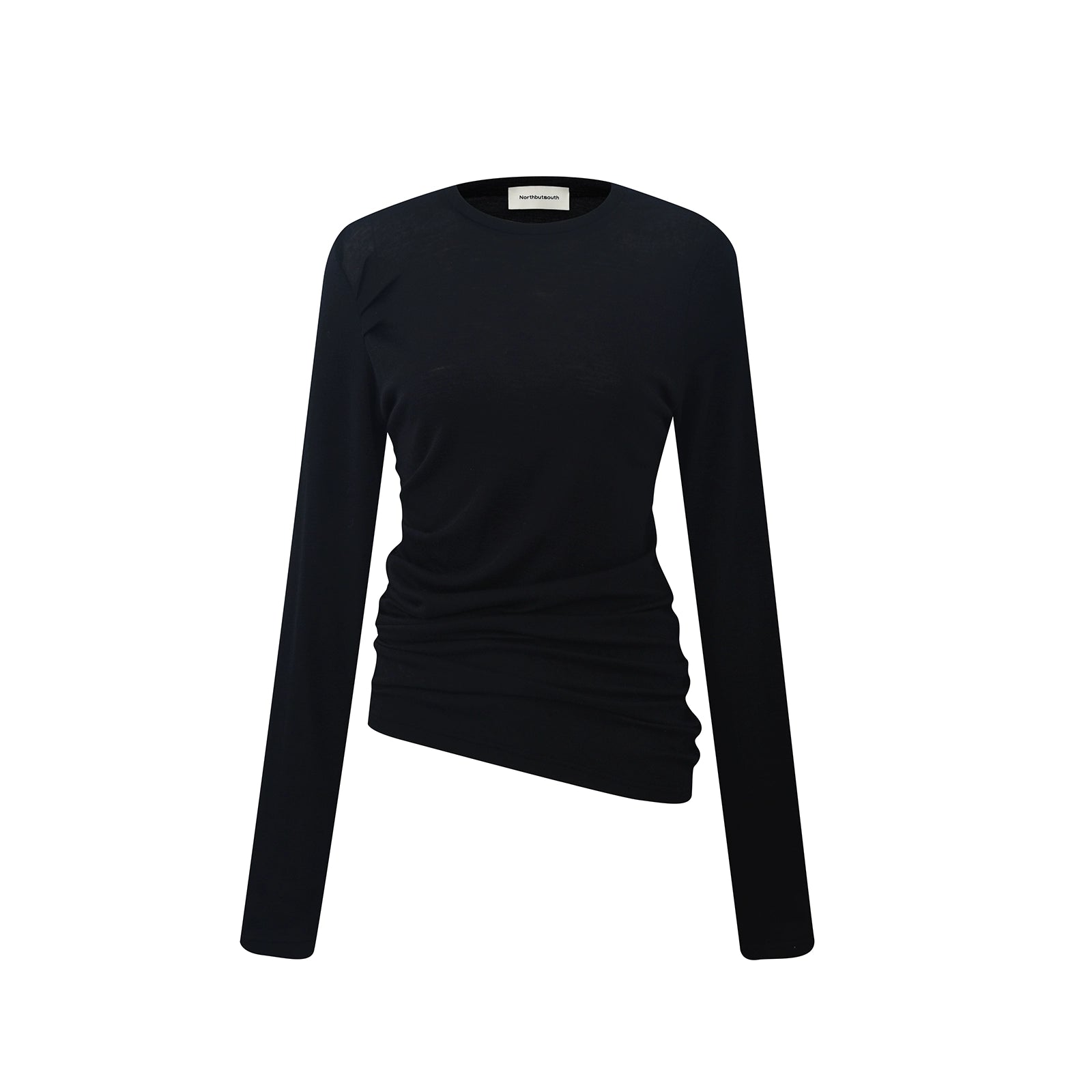 Northbutsouth Round Neck Wool Fitted Gather Top MISSTT