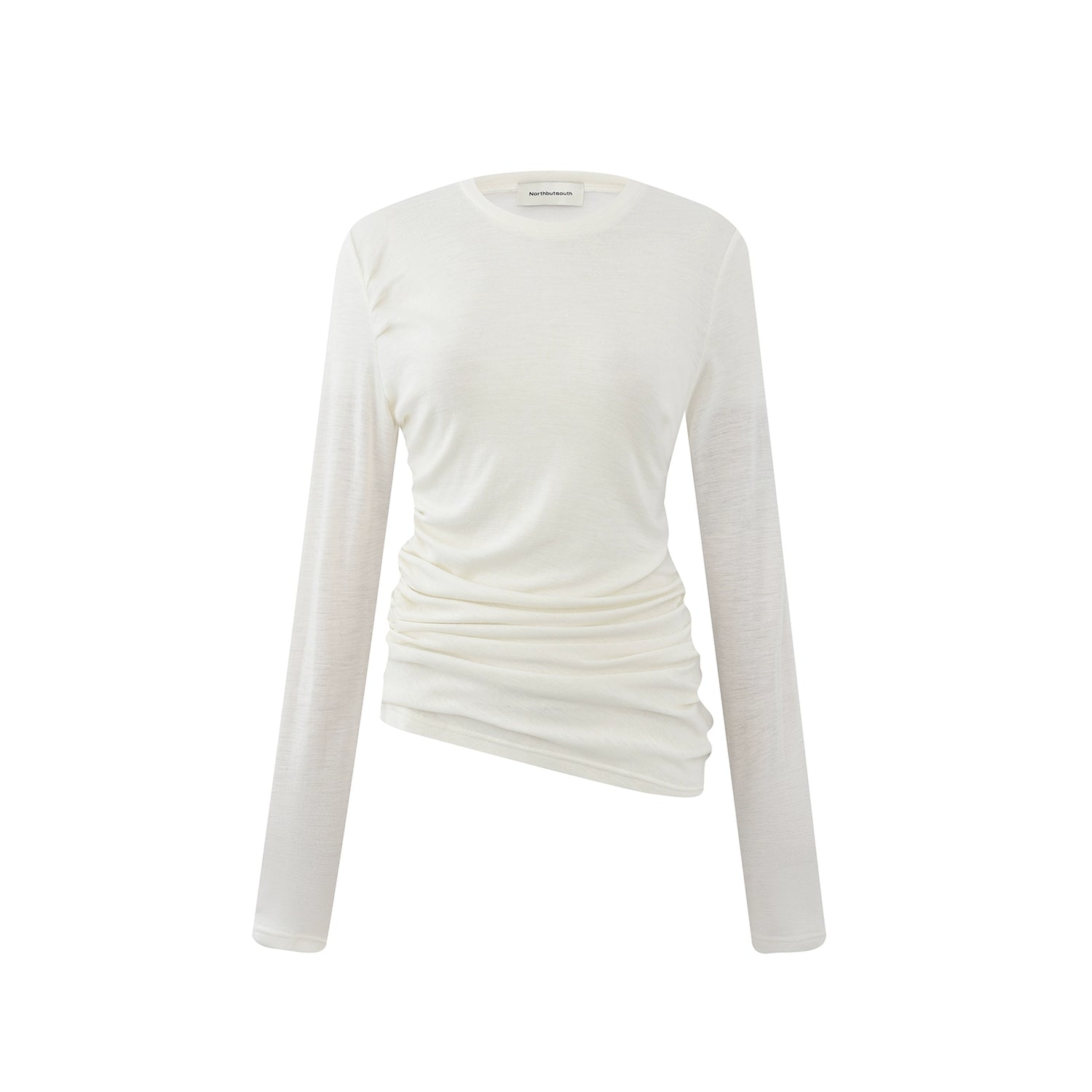 Northbutsouth Round Neck Wool Fitted Gather Top MISSTT