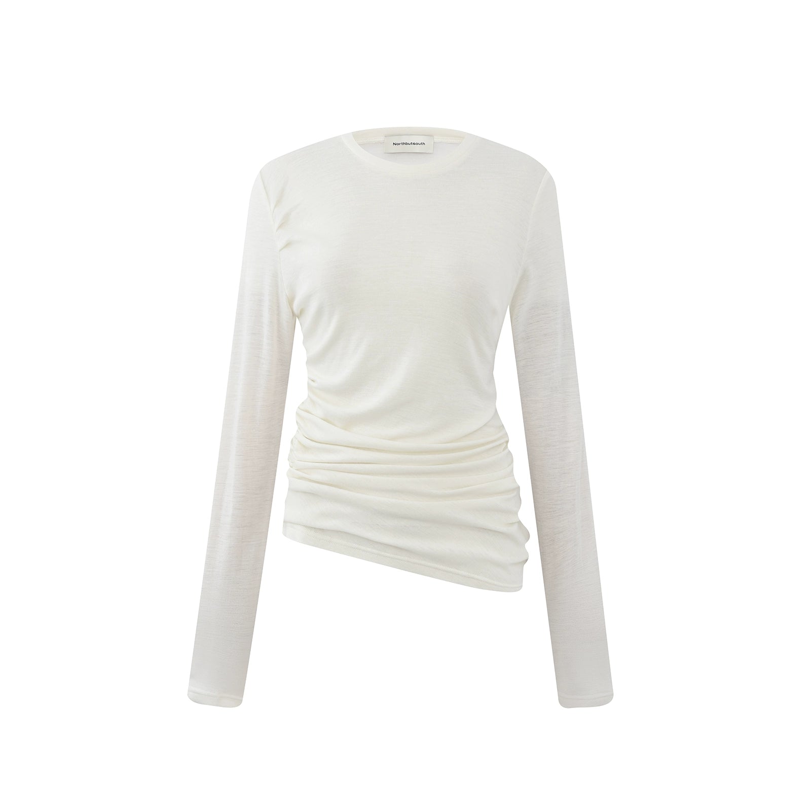 Northbutsouth Round Neck Wool Fitted Gather Top MISSTT