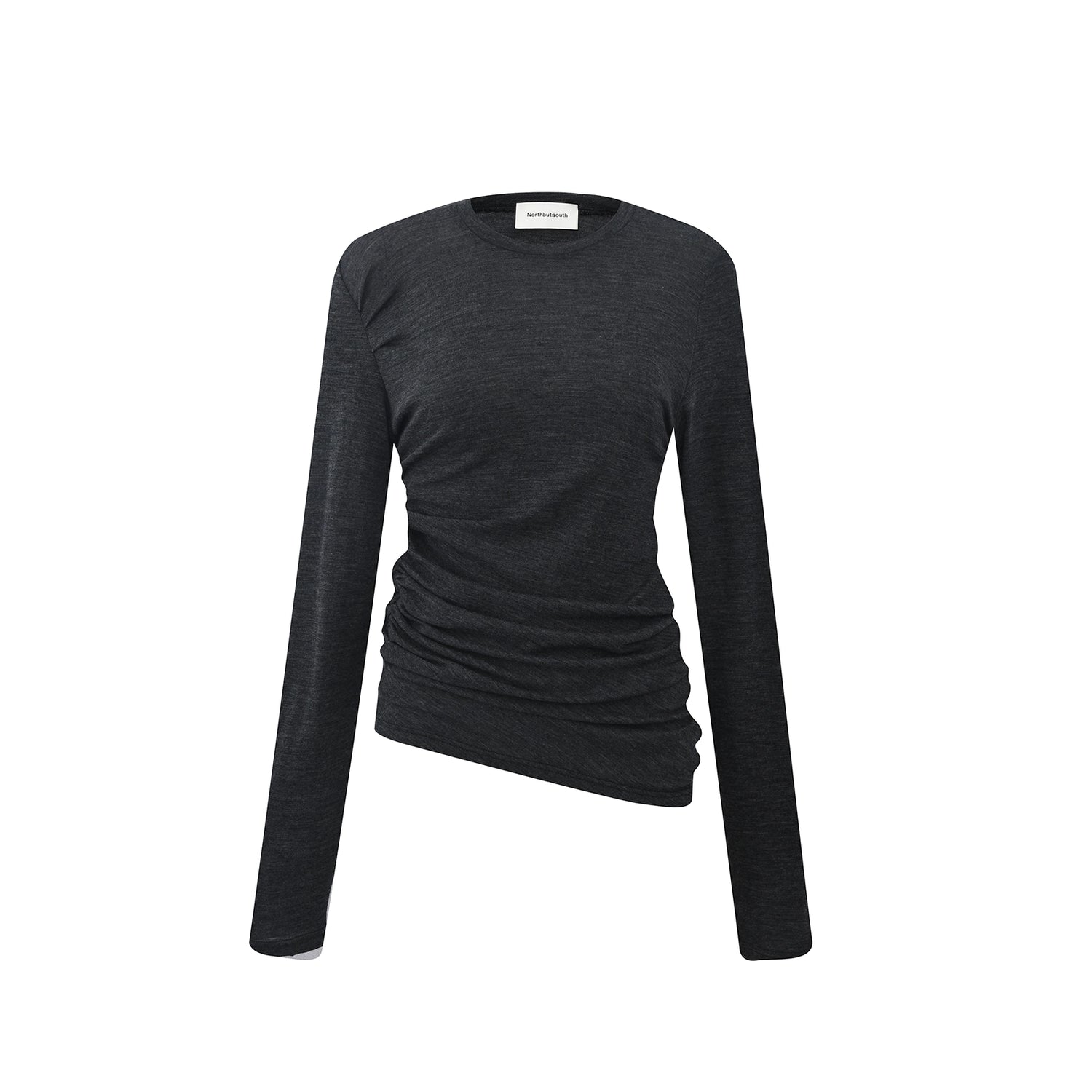 Northbutsouth Round Neck Wool Fitted Gather Top MISSTT