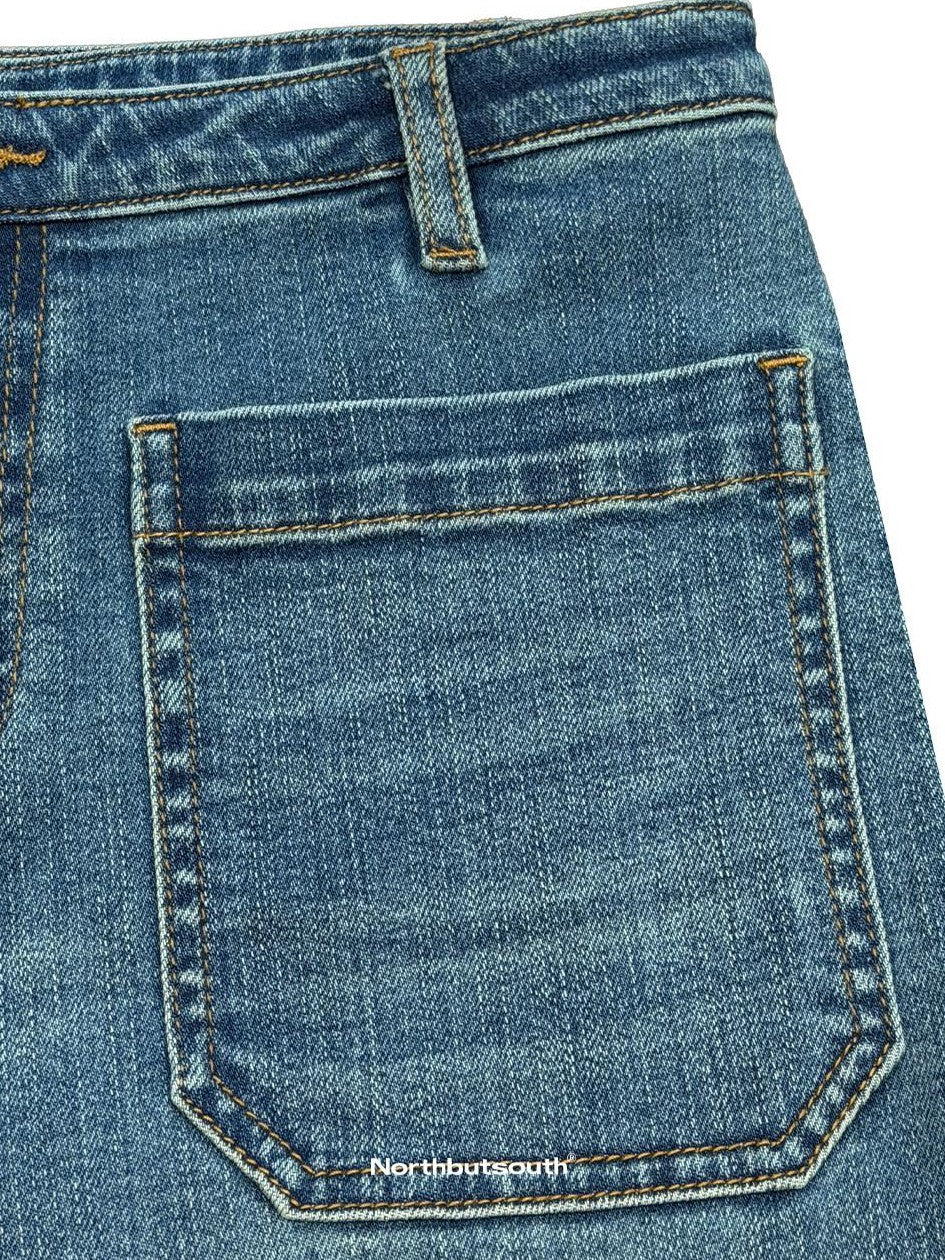 Northbutsouth Seaside Blue Washed Whisker Low Waist Women&