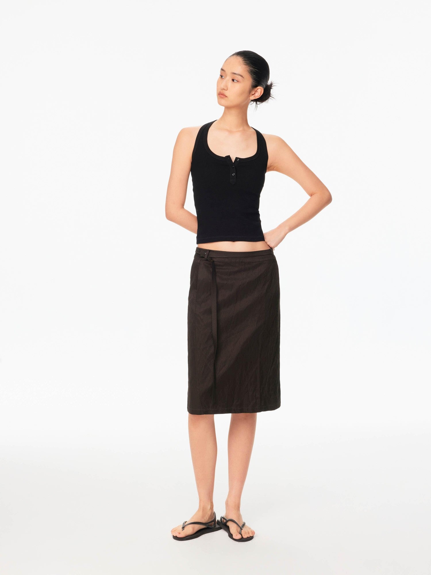 Northbutsouth Shiny Textured Straight Belted Women&