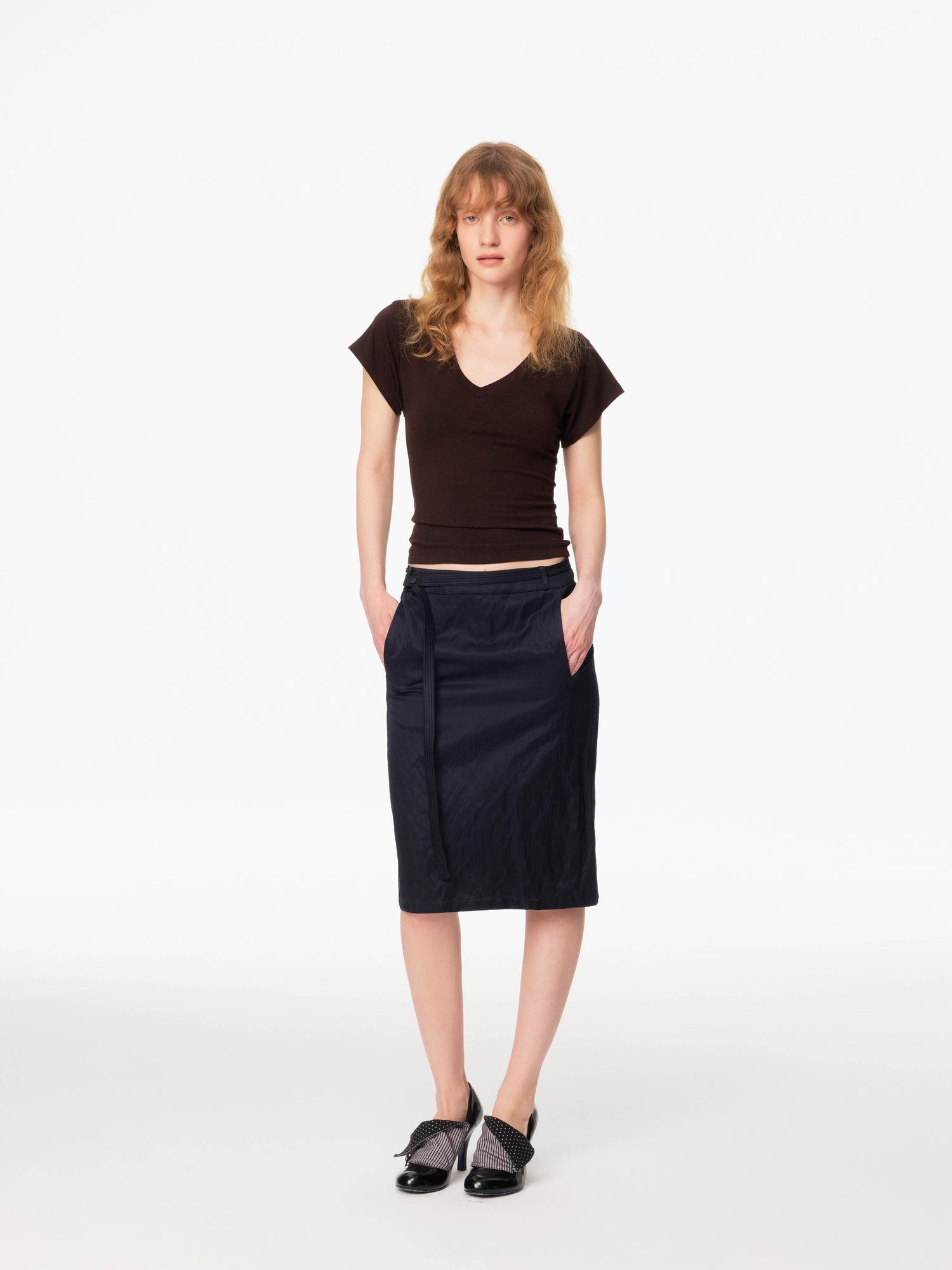 Northbutsouth Shiny Textured Straight Belted Women&