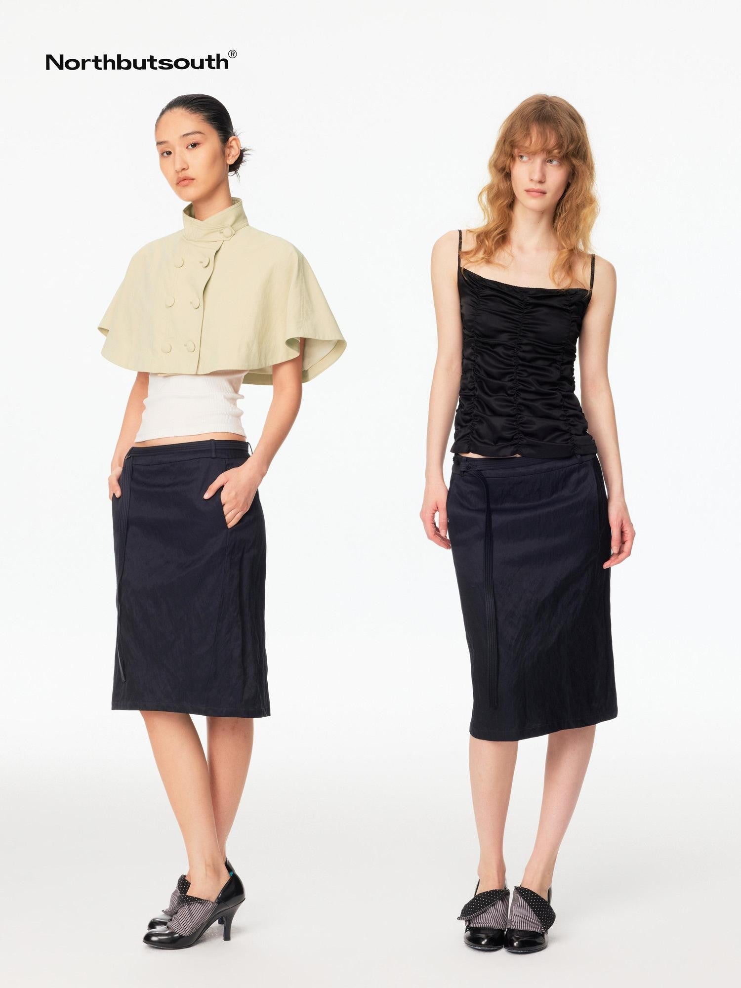 Northbutsouth Shiny Textured Straight Belted Women&