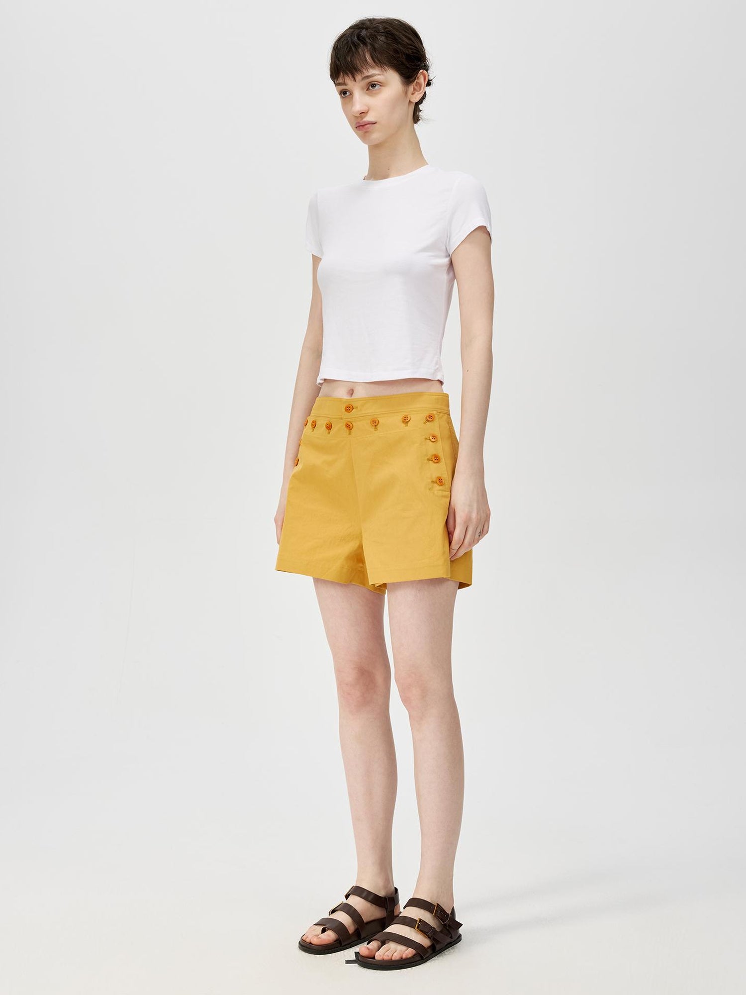 Northbutsouth Short Sleeve Crop T-Shirt Classic Round Neck High Stretch Slim Fit Basic Tee Multi Colors