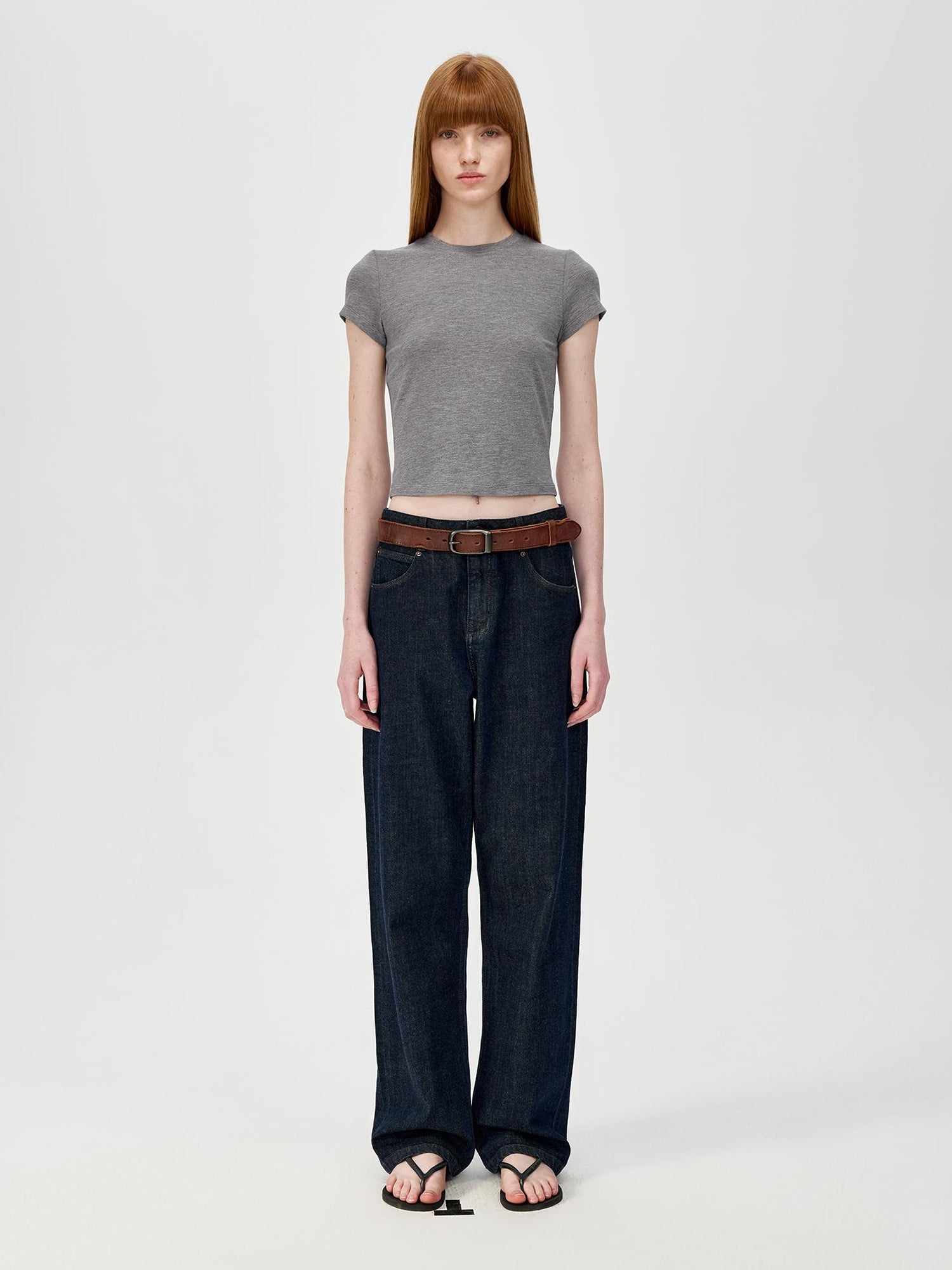 Northbutsouth Short Sleeve Crop T-Shirt Classic Round Neck High Stretch Slim Fit Basic Tee Multi Colors