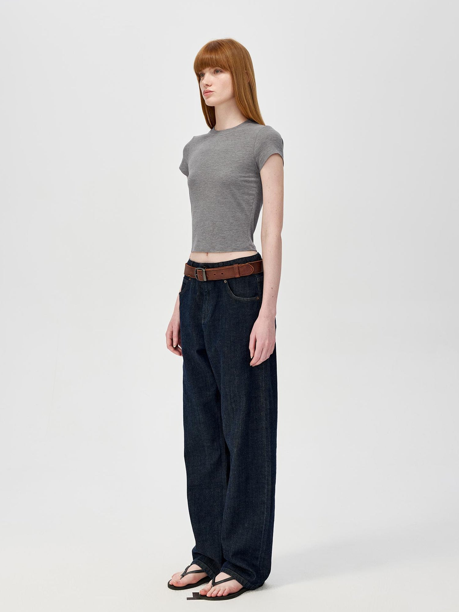 Northbutsouth Short Sleeve Crop T-Shirt Classic Round Neck High Stretch Slim Fit Basic Tee Multi Colors