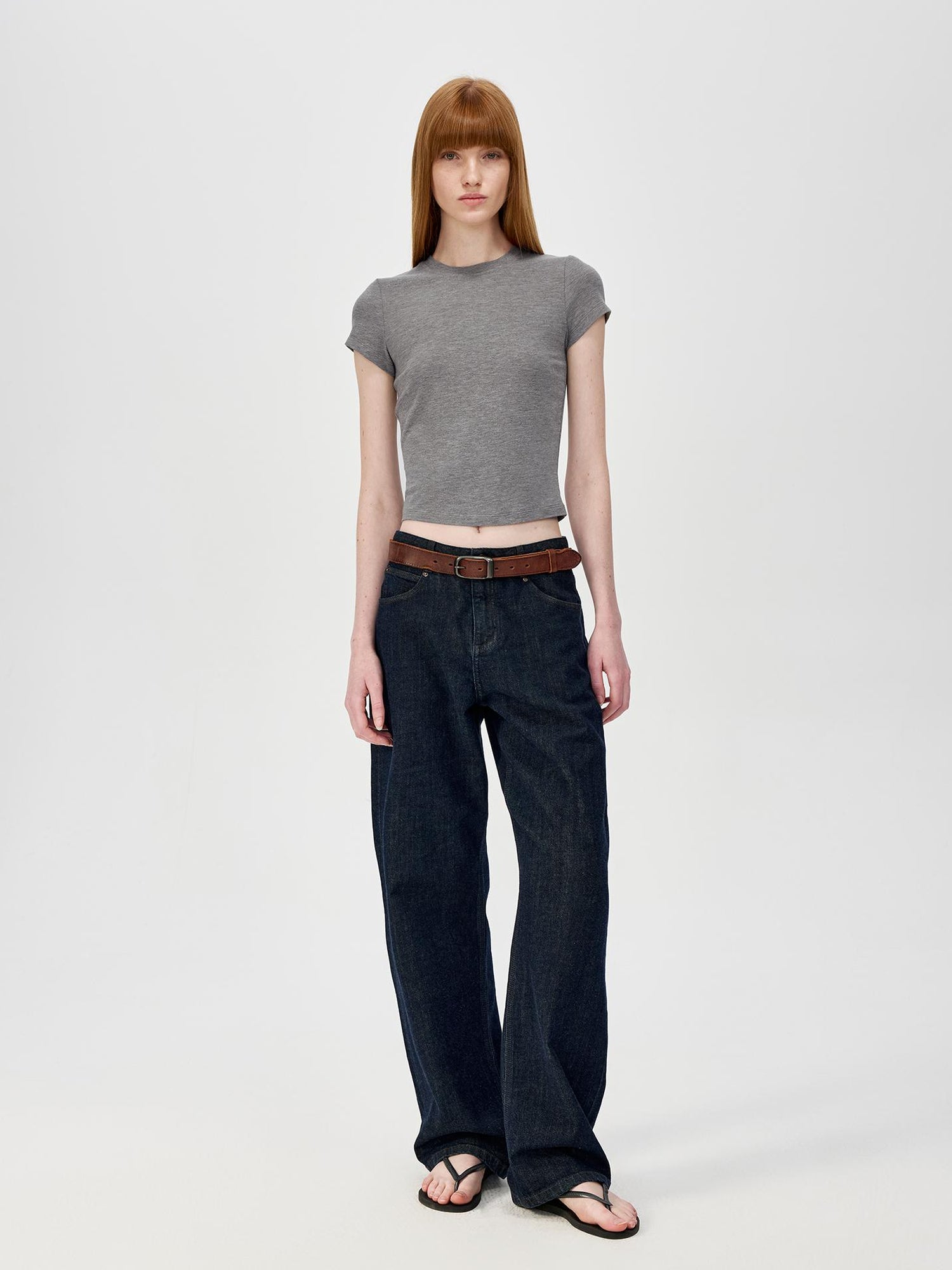 Northbutsouth Short Sleeve Crop T-Shirt Classic Round Neck High Stretch Slim Fit Basic Tee Multi Colors