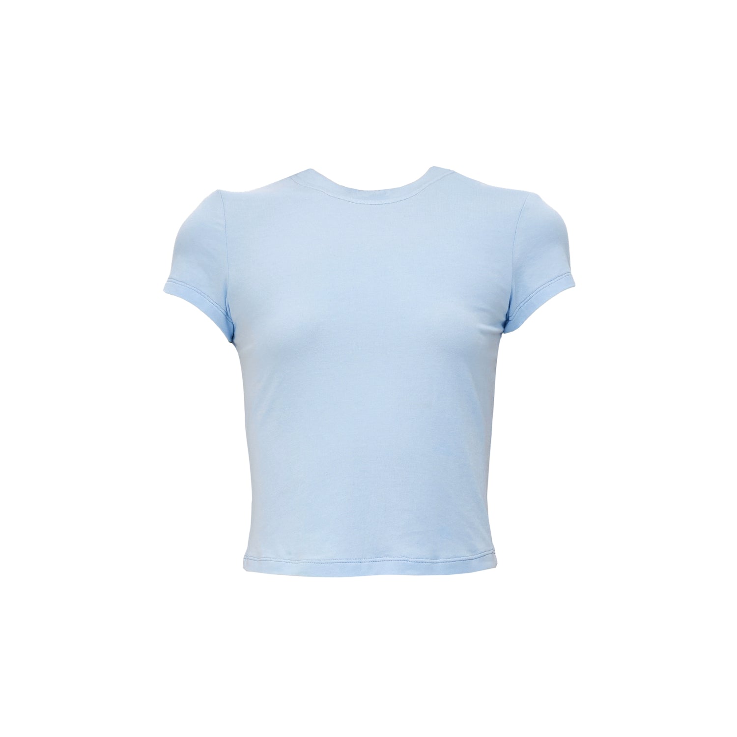 Northbutsouth Short Sleeve Crop T-Shirt Classic Round Neck High Stretch Slim Fit Basic Tee Multi Colors MISSTT