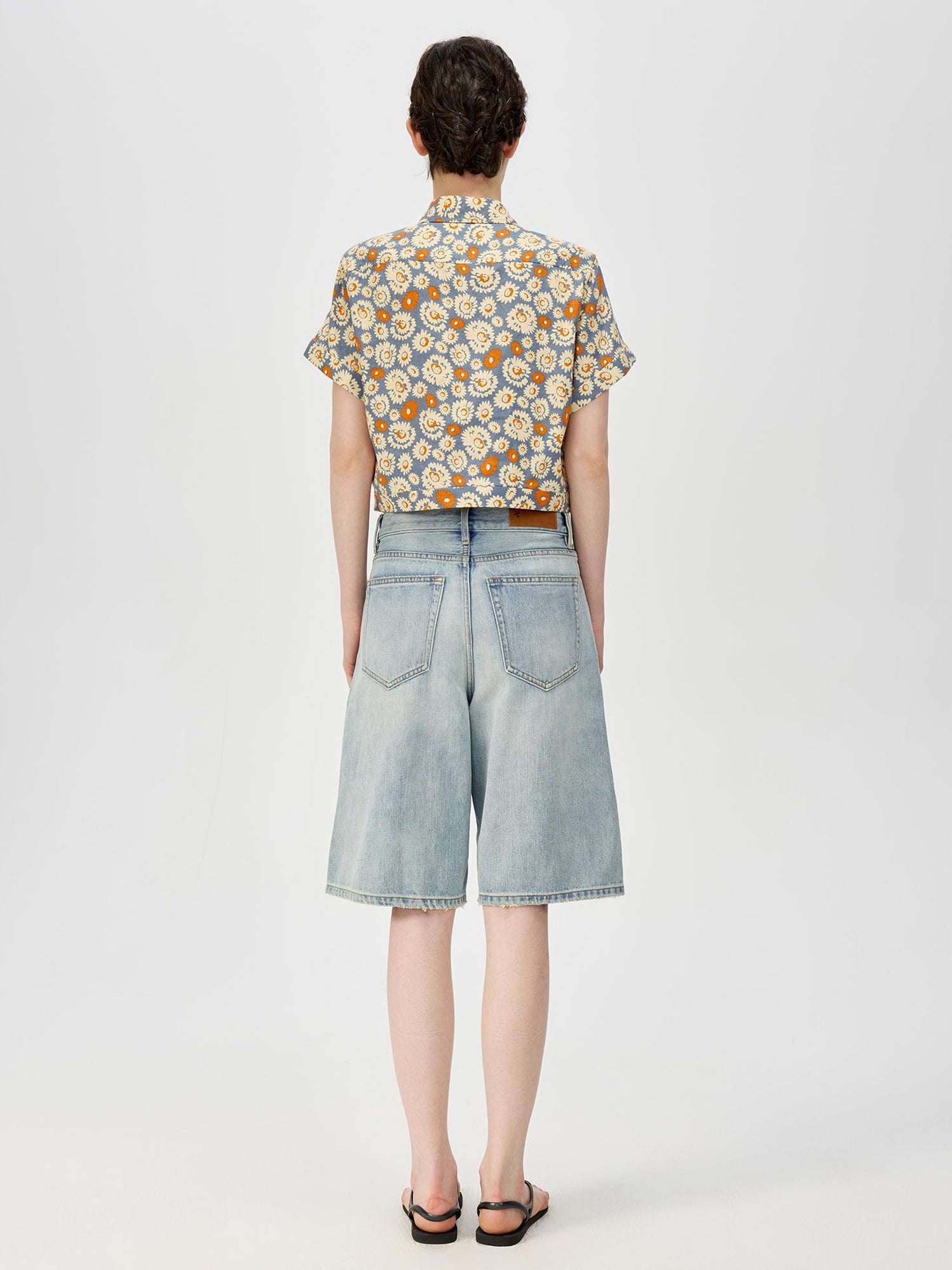 Northbutsouth Sky Blue Classic Wash Mid Low Waist Denim Shorts