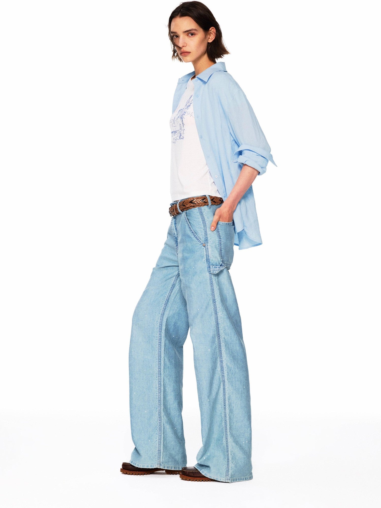 Northbutsouth Small Square Collar Loose Casual Long Sleeve Women&