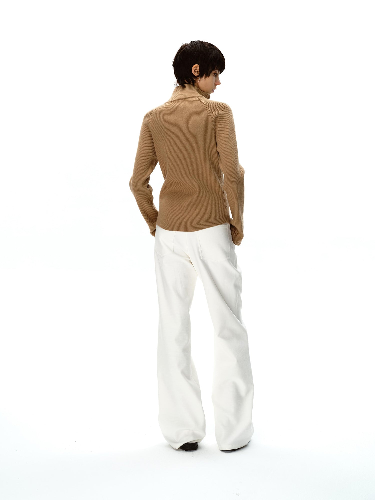 Northbutsouth Stand Collar Wool Double Headed Zipper Cardigan Sweater