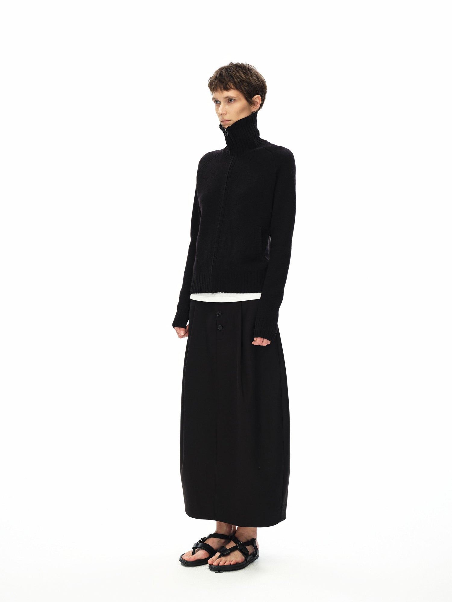 Northbutsouth Stand Collar Zip Up Knit Jacket With Pockets