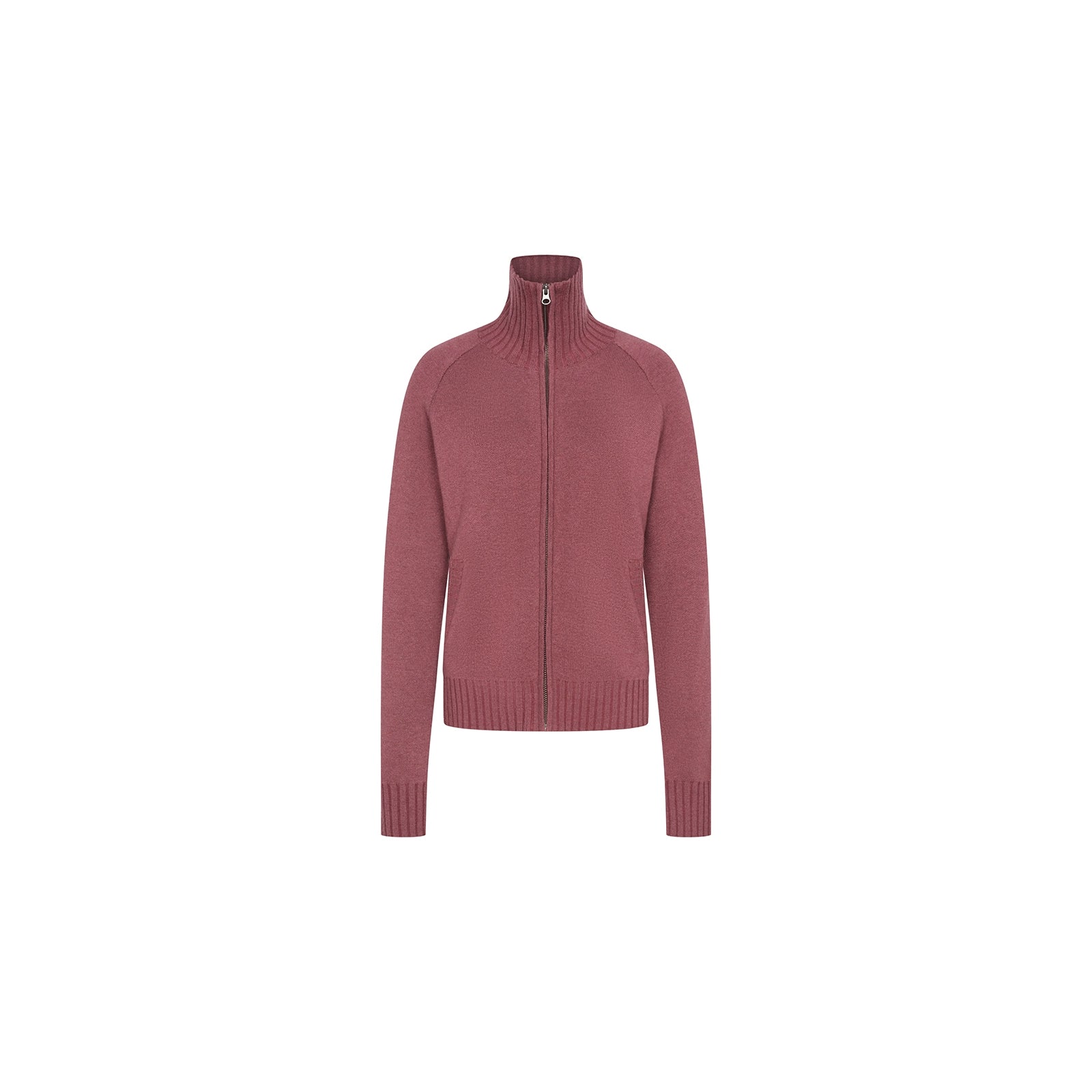 Northbutsouth Stand Collar Zip Up Knit Jacket With Pockets MISSTT