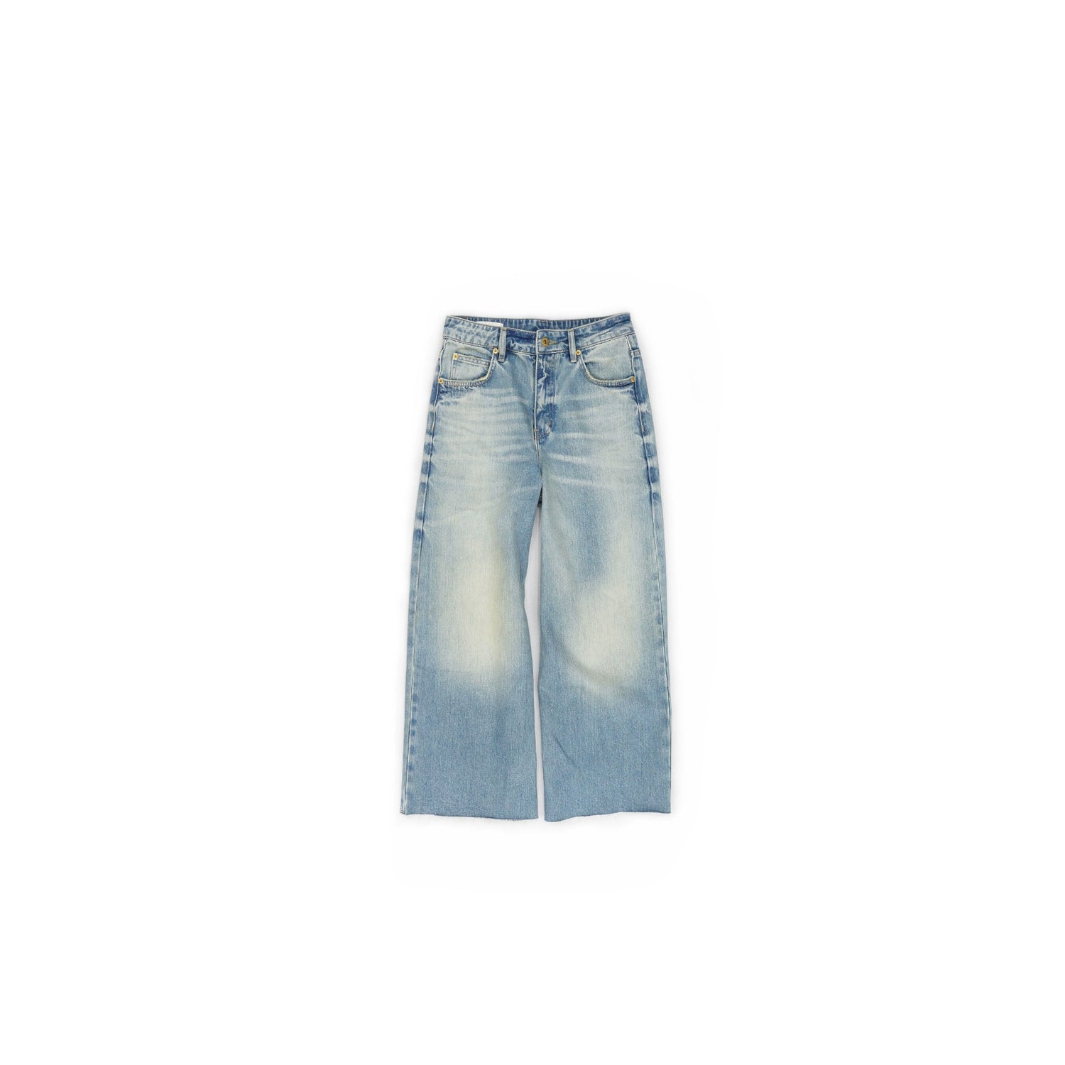 Northbutsouth Stonewashed Frayed Hem Straight Leg Jeans MISSTT