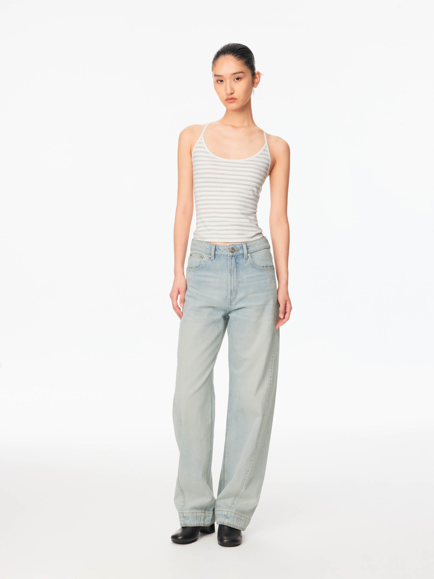 Northbutsouth Striped U Neck Racerback Slim Fit Women&