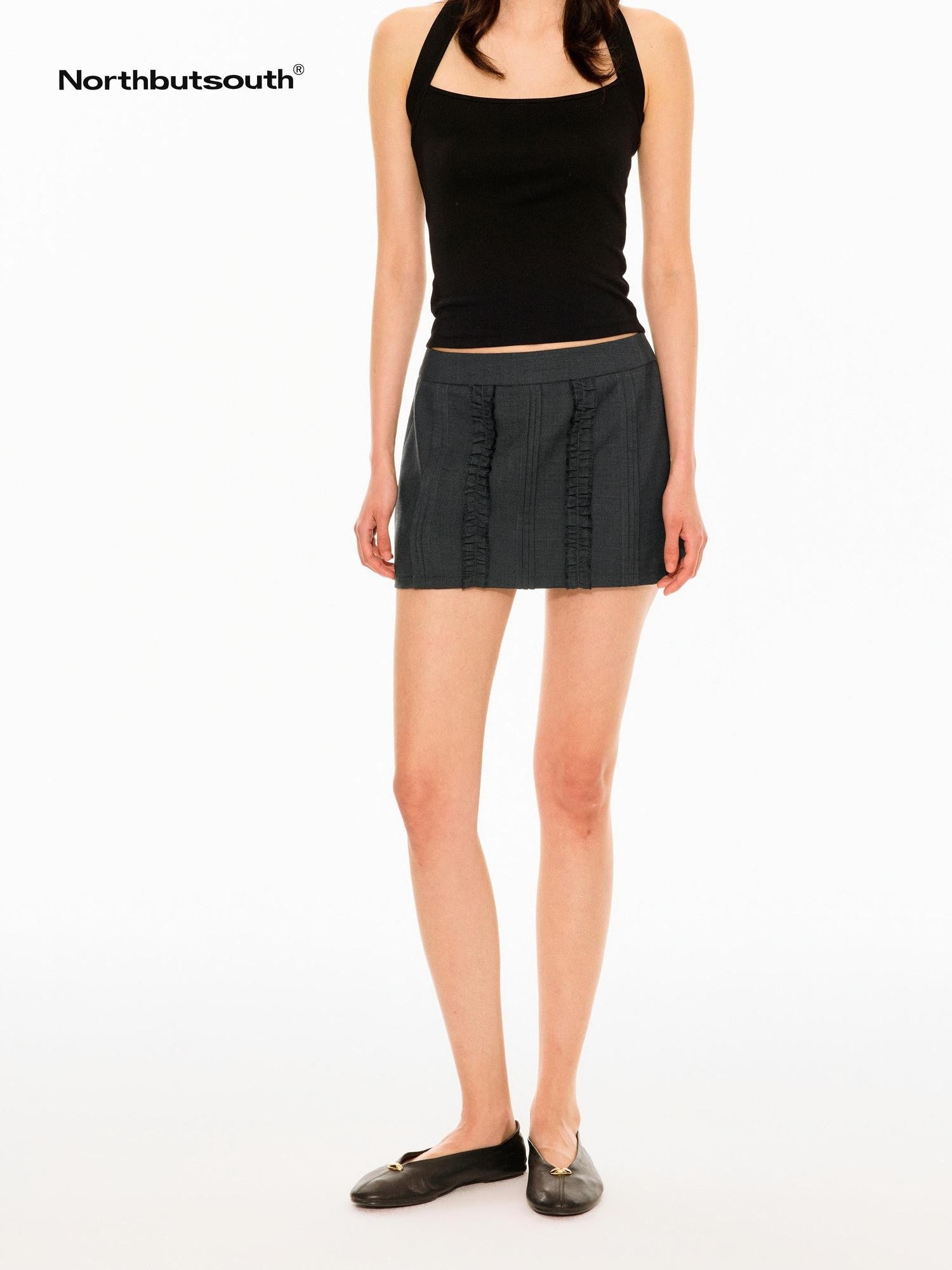 Northbutsouth Structured Accordion Pleats A Line Ruffle Hem Women&