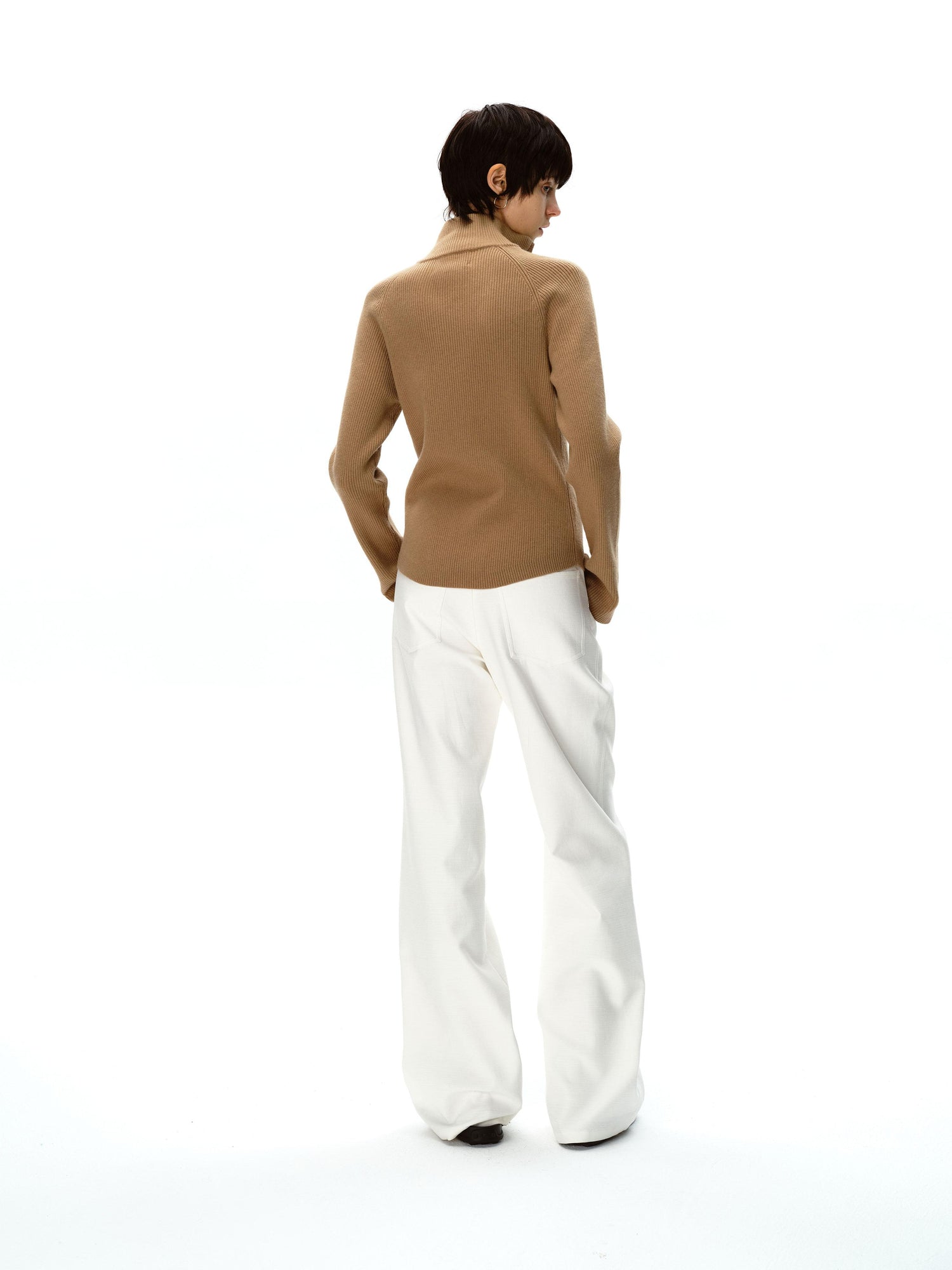 Northbutsouth Textured Bamboo Cotton Relaxed Fit Low Waist Trousers