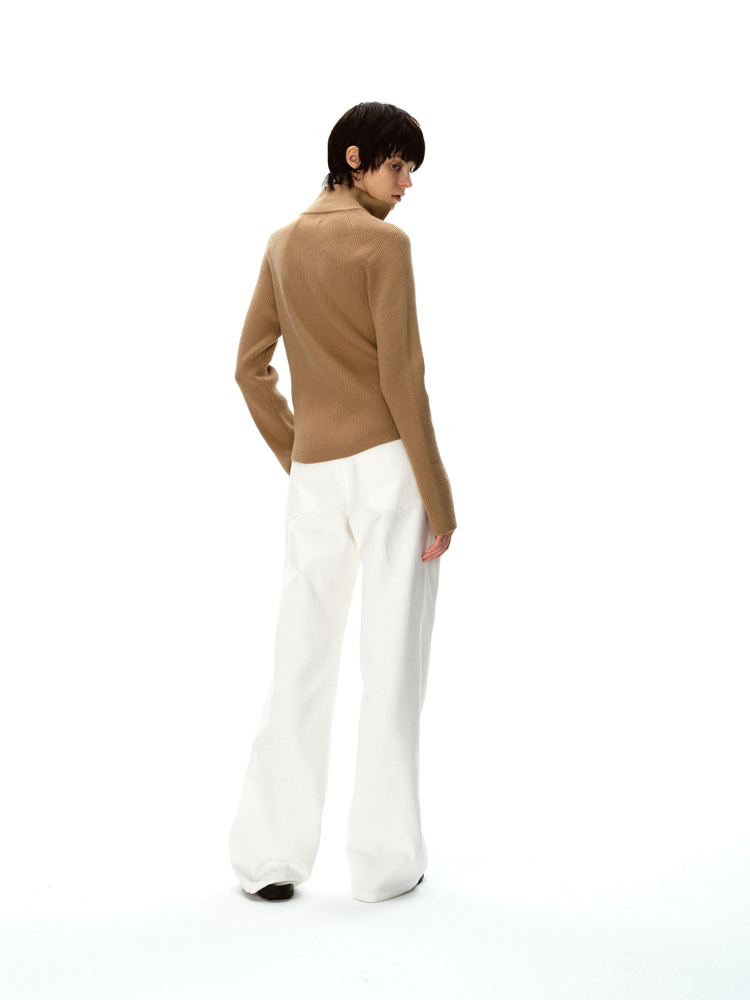 Northbutsouth Textured Bamboo Cotton Relaxed Fit Low Waist Trousers