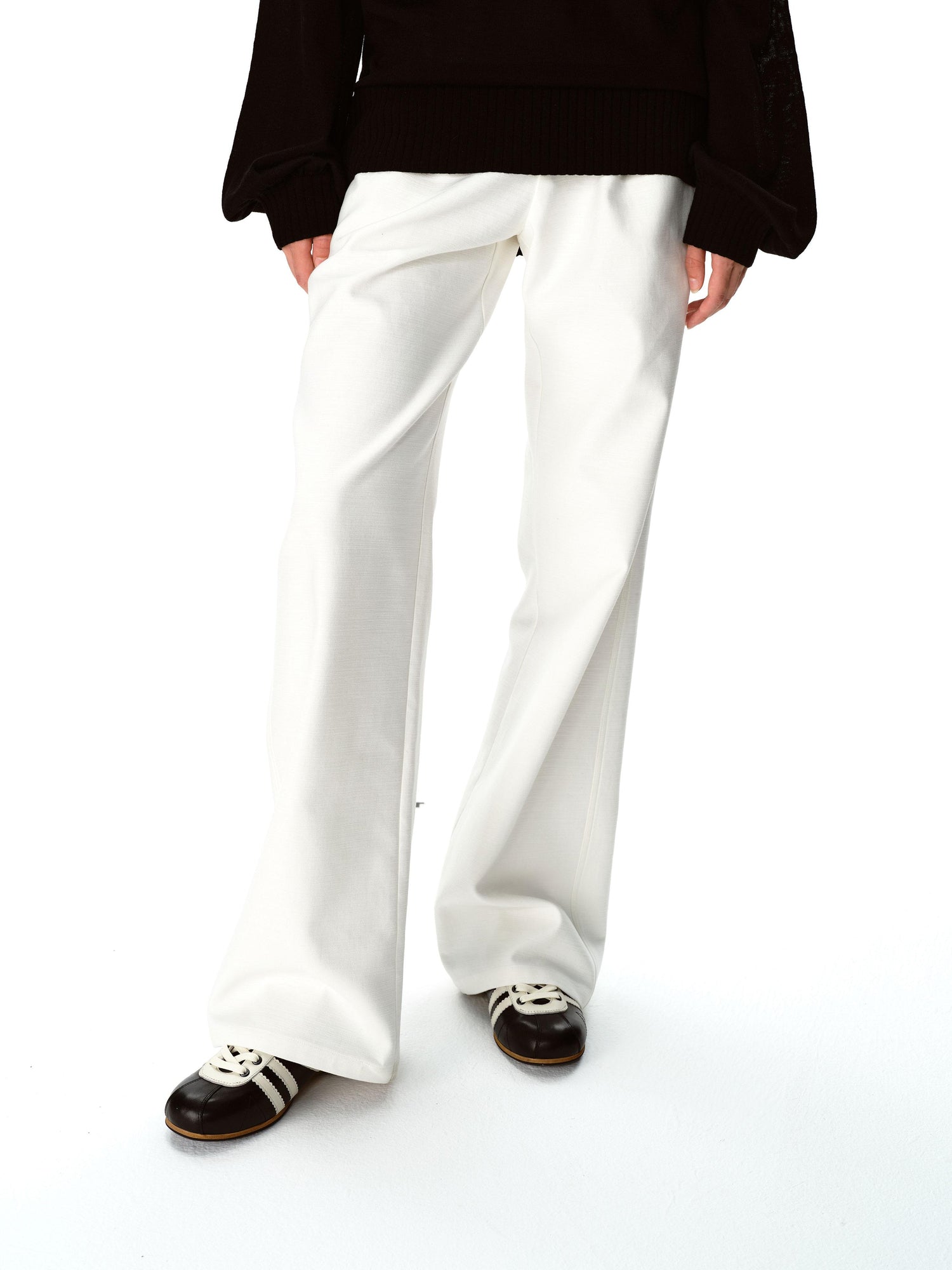 Northbutsouth Textured Bamboo Cotton Relaxed Fit Low Waist Trousers