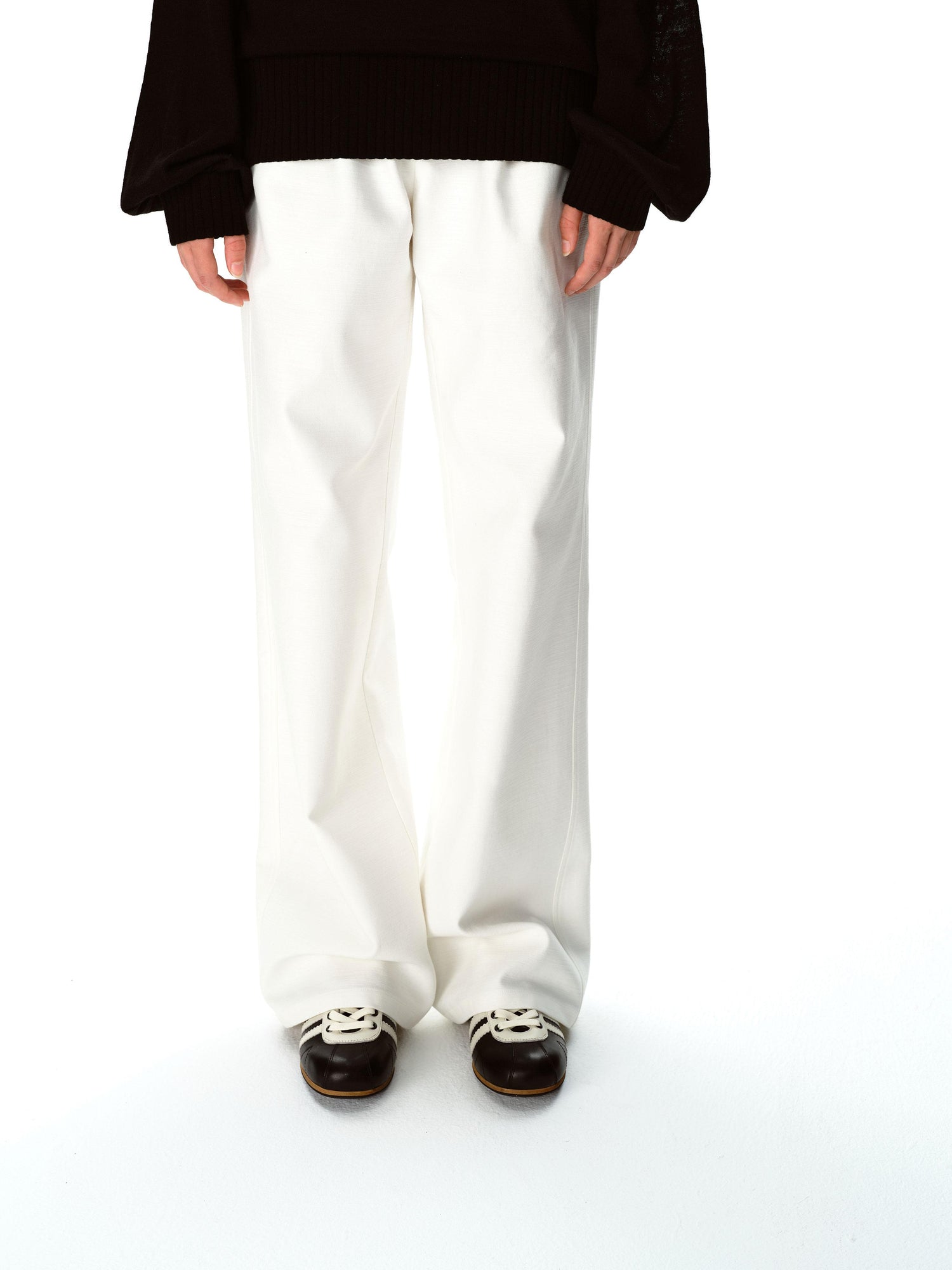 Northbutsouth Textured Bamboo Cotton Relaxed Fit Low Waist Trousers