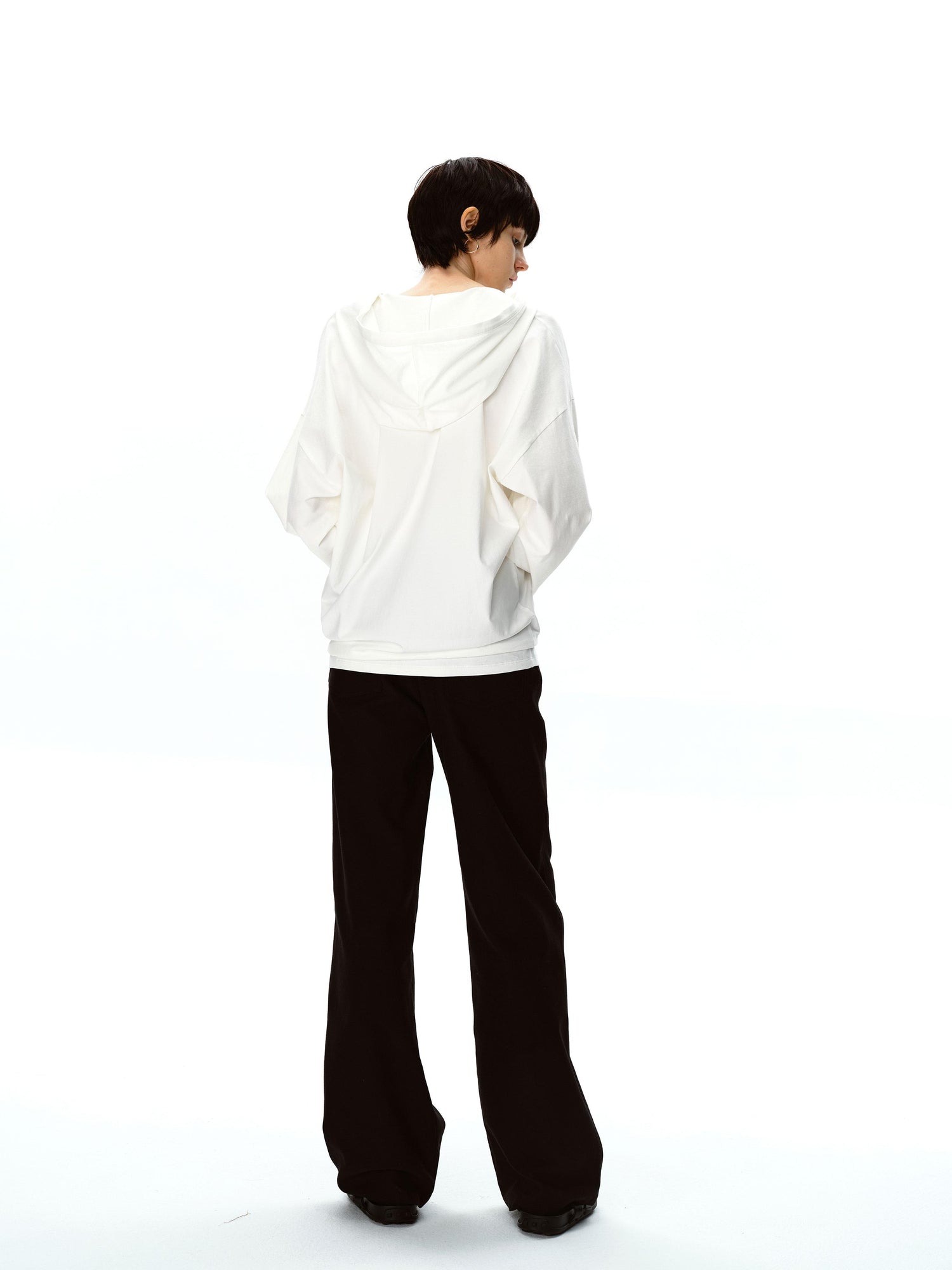 Northbutsouth Textured Bamboo Cotton Relaxed Fit Low Waist Trousers