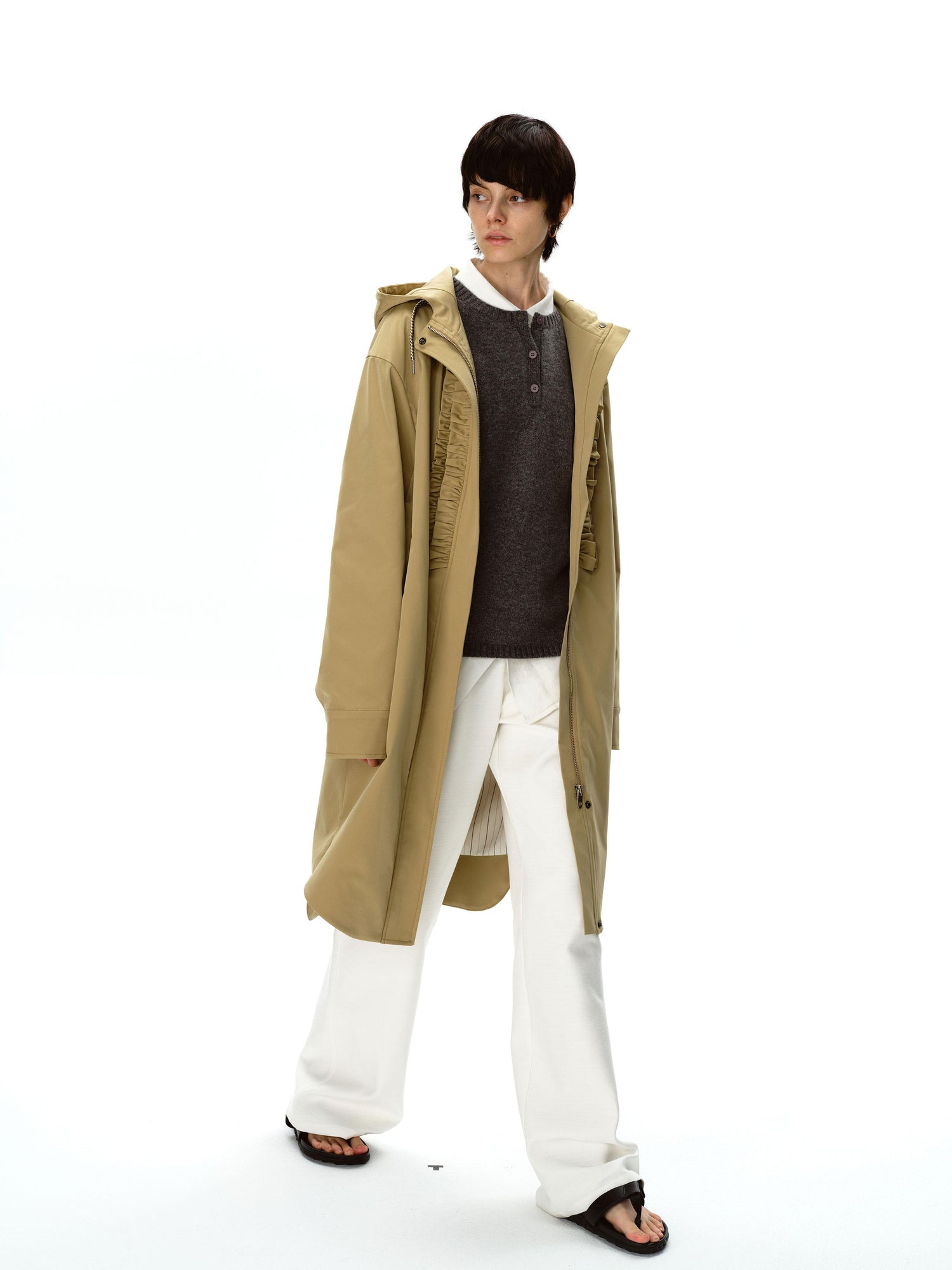 Northbutsouth Textured Bamboo Cotton Relaxed Fit Low Waist Trousers